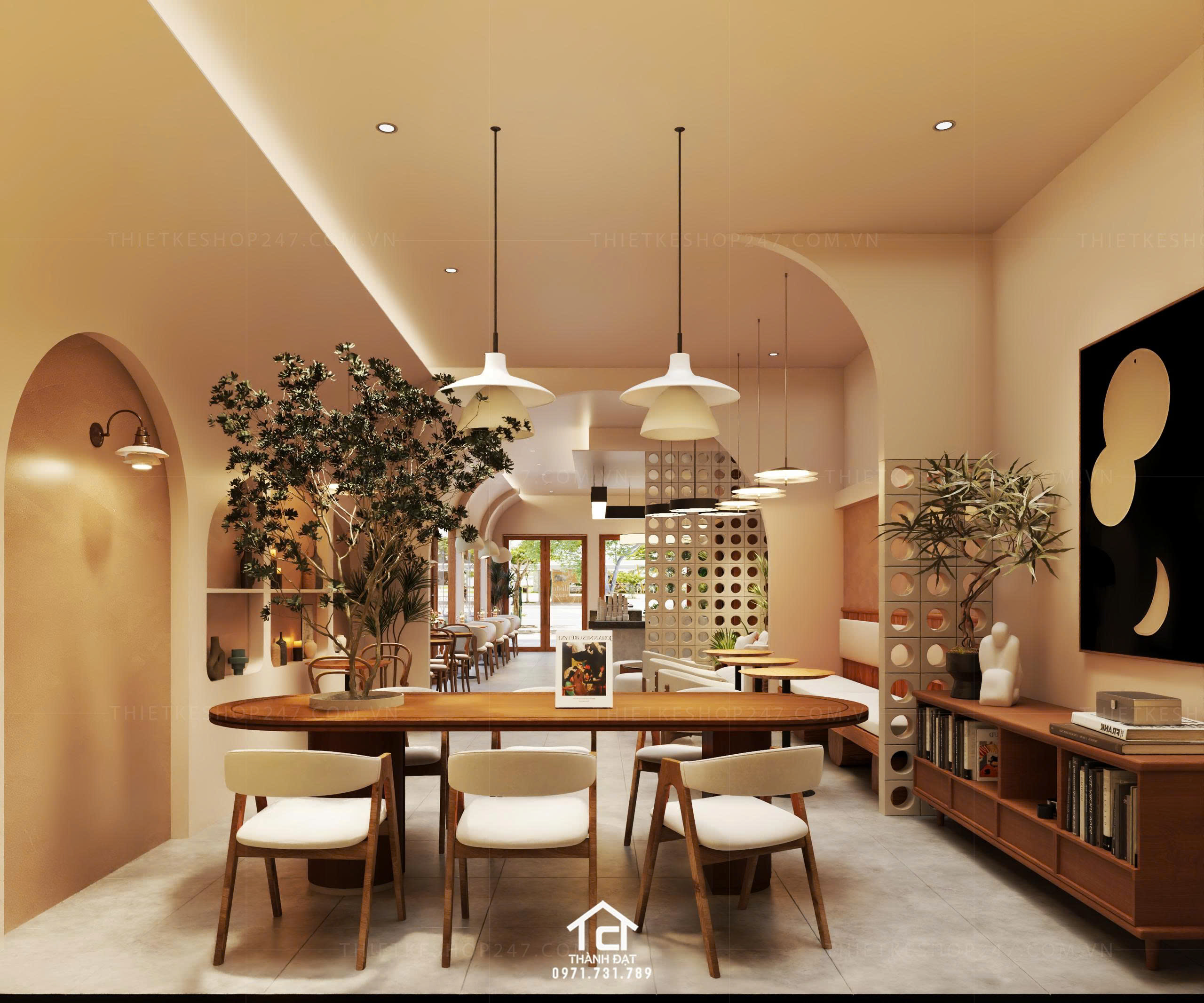Thiết kế quán cafe đẹp trẻ trung