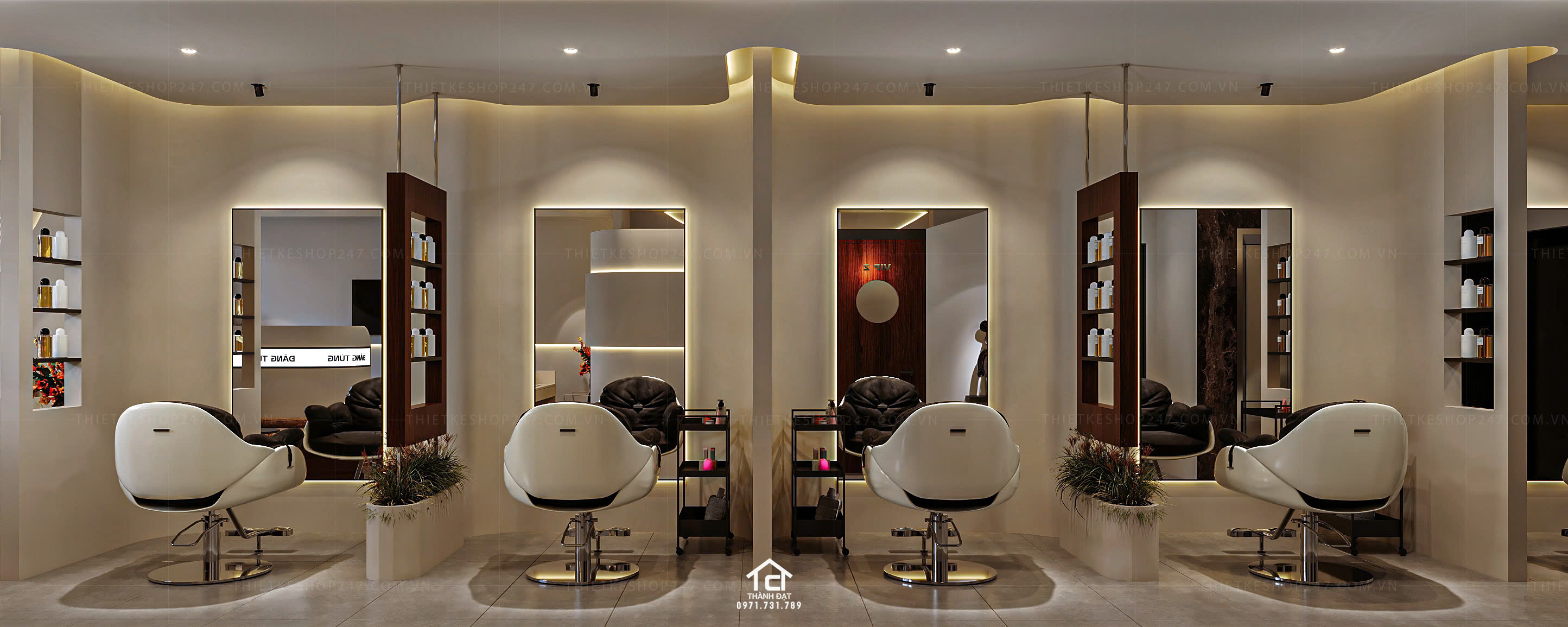 Thiết kế salon tóc đẹp hài hòa