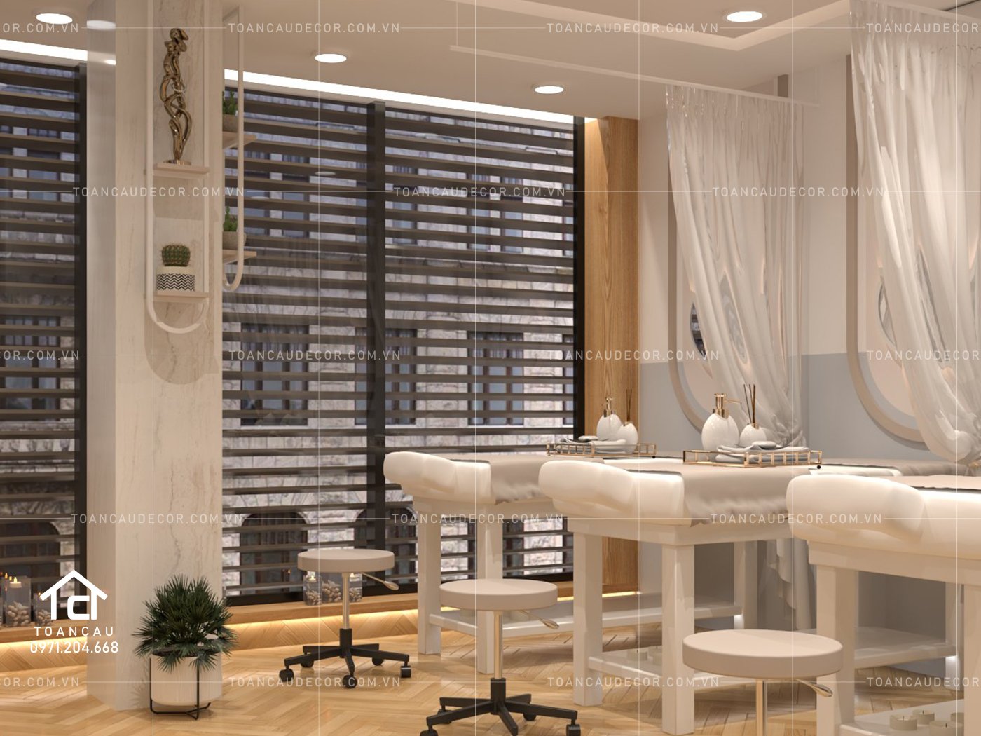Thiết kế spa đẹp sang trọng và hiện đại với không gian rộng lớn – Chị Huyền