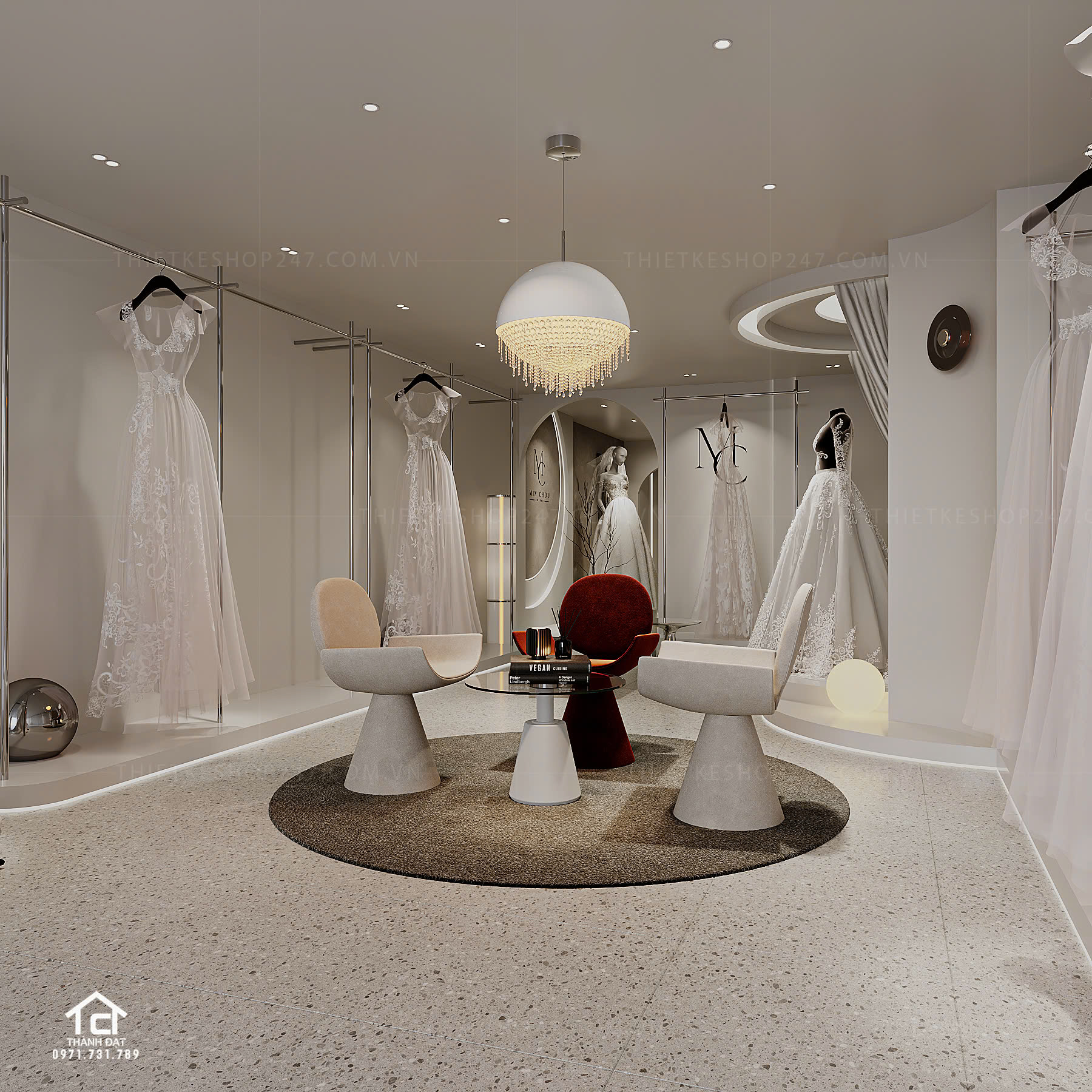 thiết kế studio áo cưới đẹp sang chảnh