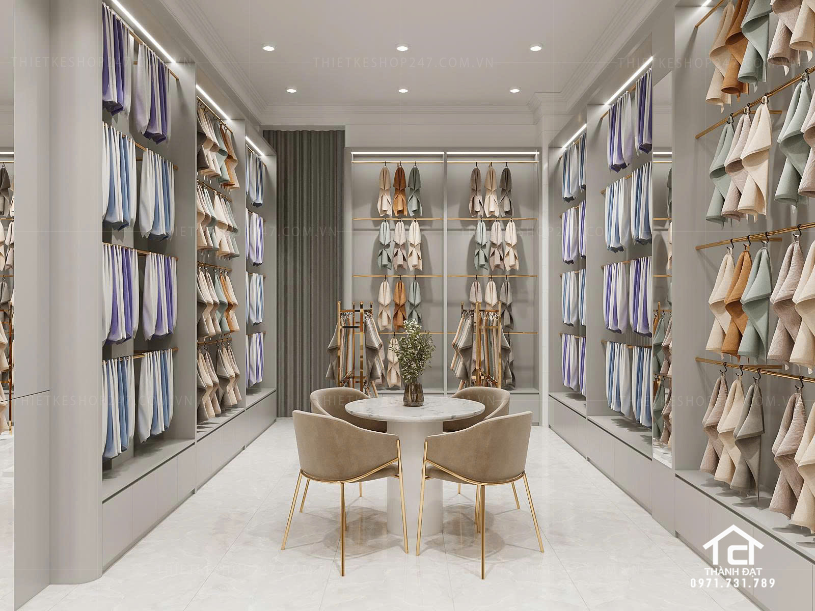 thiết kế cửa hàng vải đẹp ấn tượng