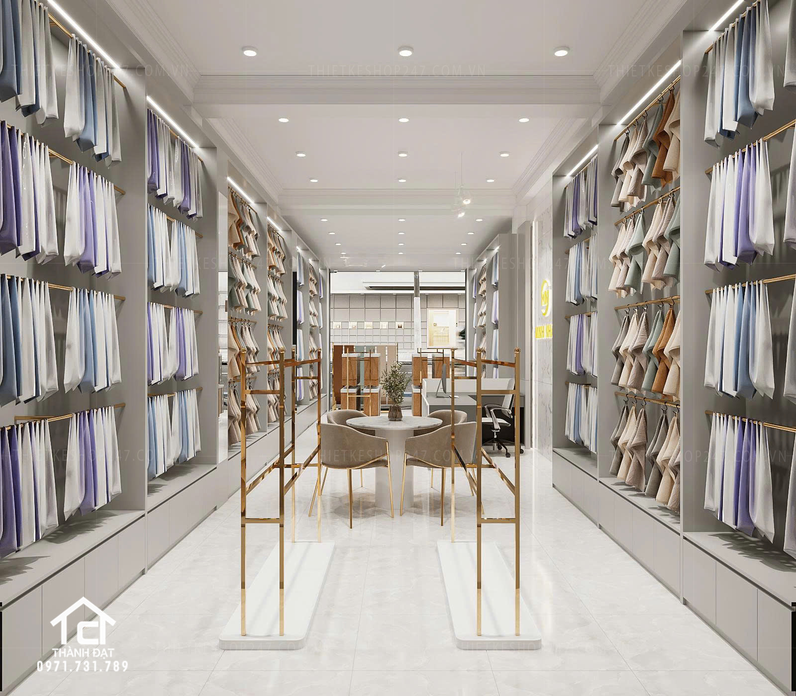 thiết kế cửa hàng vải đẹp bắt mắt