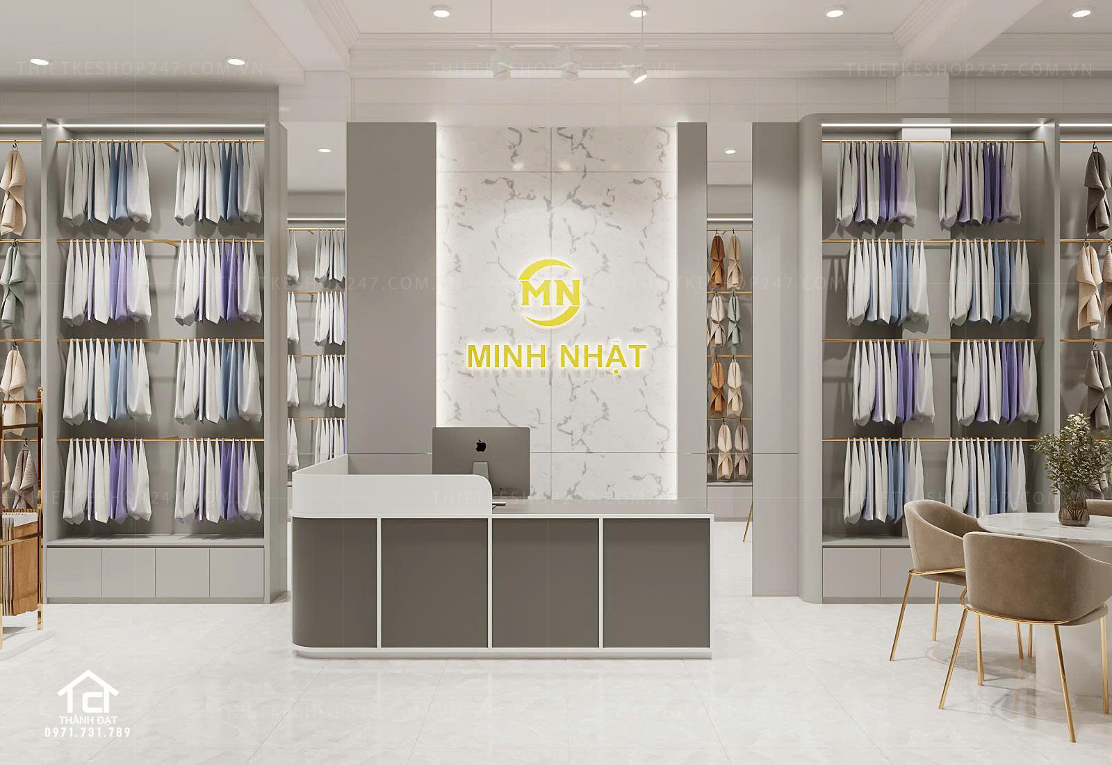 thiết kế cửa hàng vải đẹp lung linh