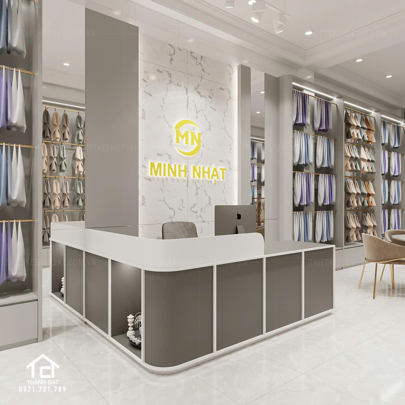 thiết kế cửa hàng vải đẹp sinh động