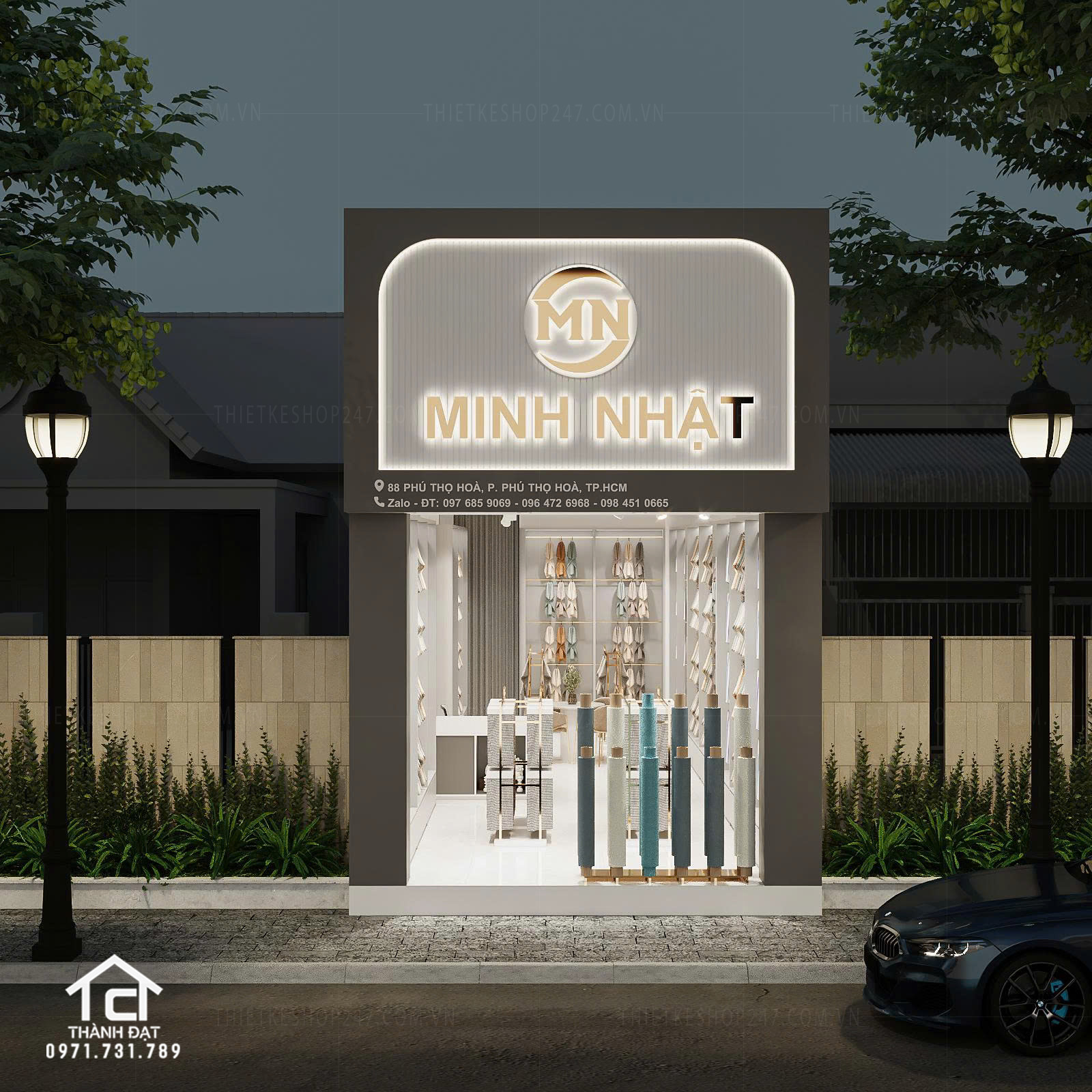 thiết kế cửa hàng vải đẹp