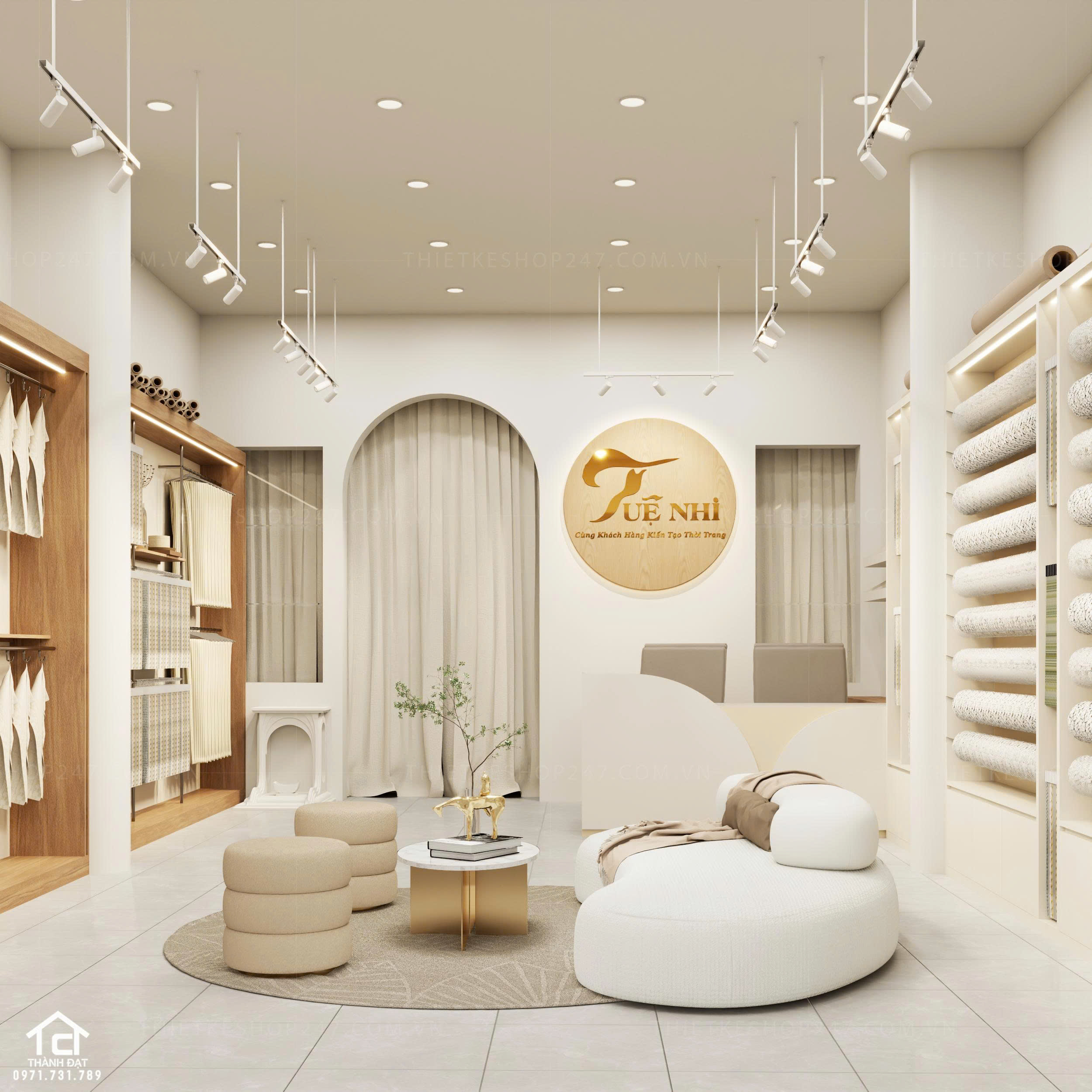 Thiết kế cửa hàng vải đẹp hiện đại