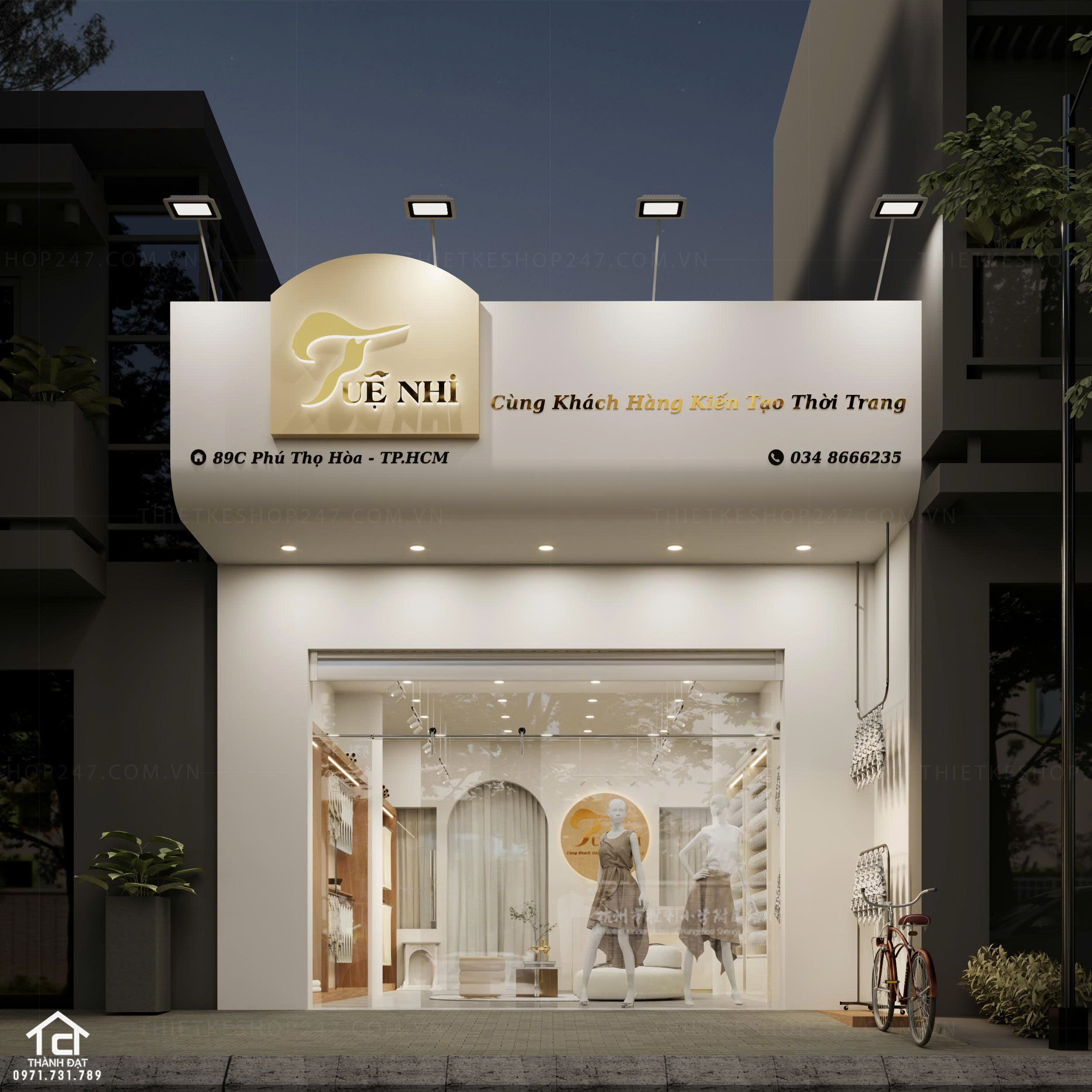 Thiết kế cửa hàng vải đẹp sang trọng
