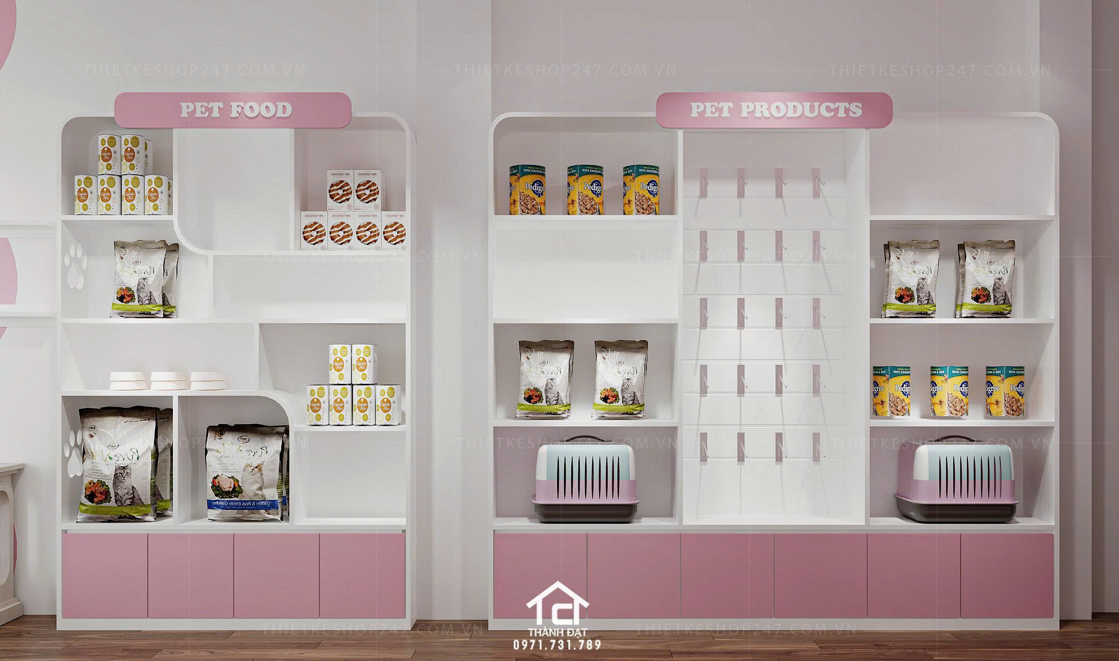thiết kế pet shop đẹp dịu dàng
