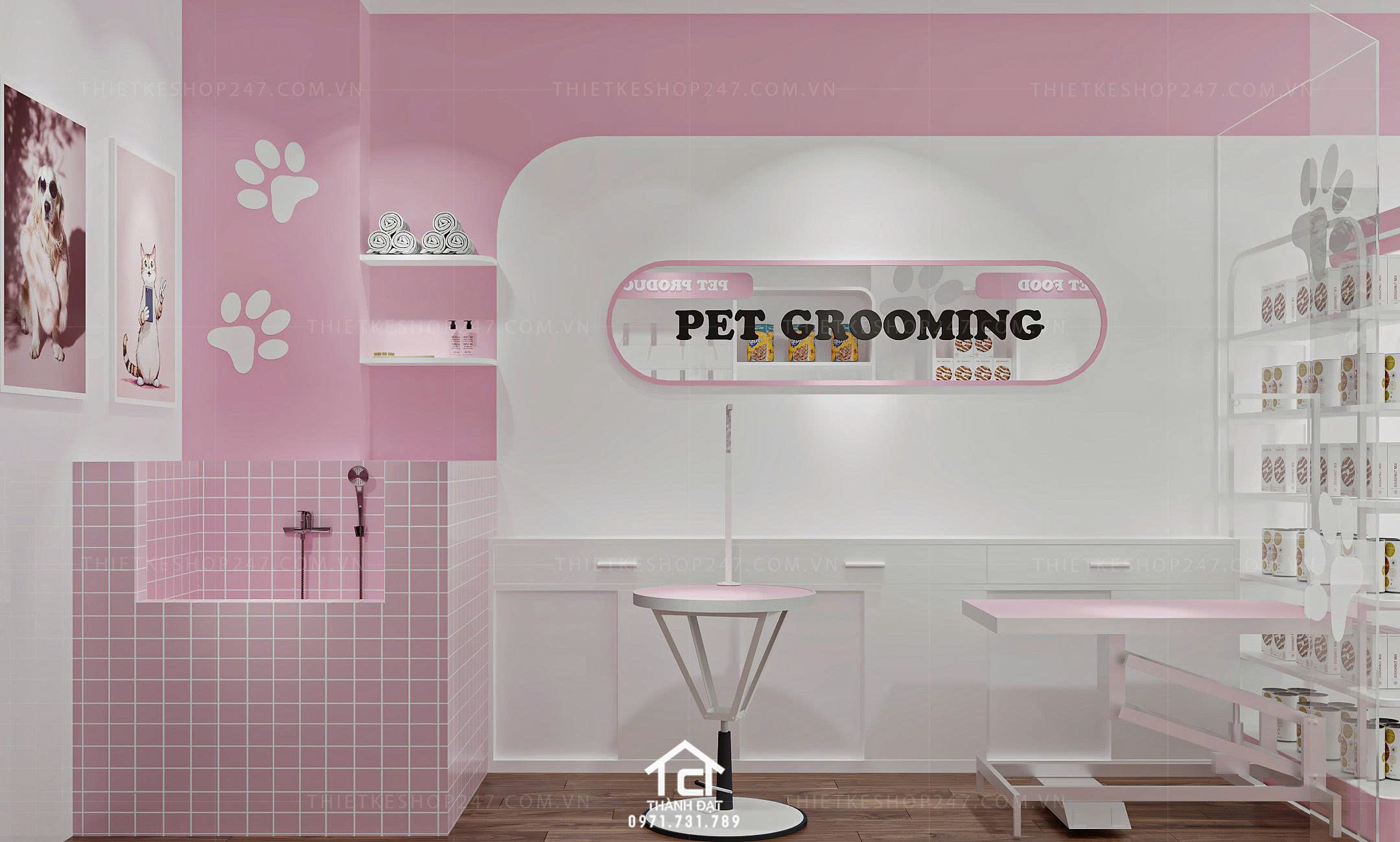 thiết kế pet shop đẹp màu sắc