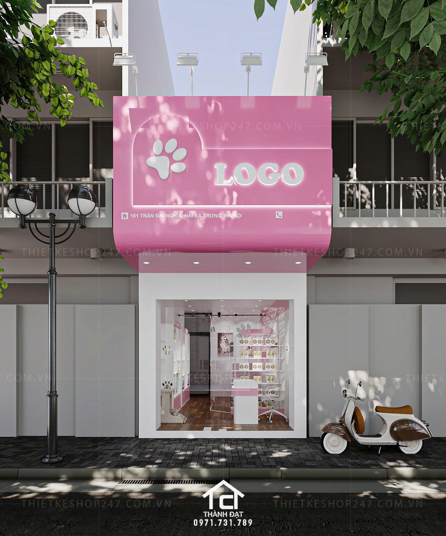 thiết kế pet shop đẹp sang trọng