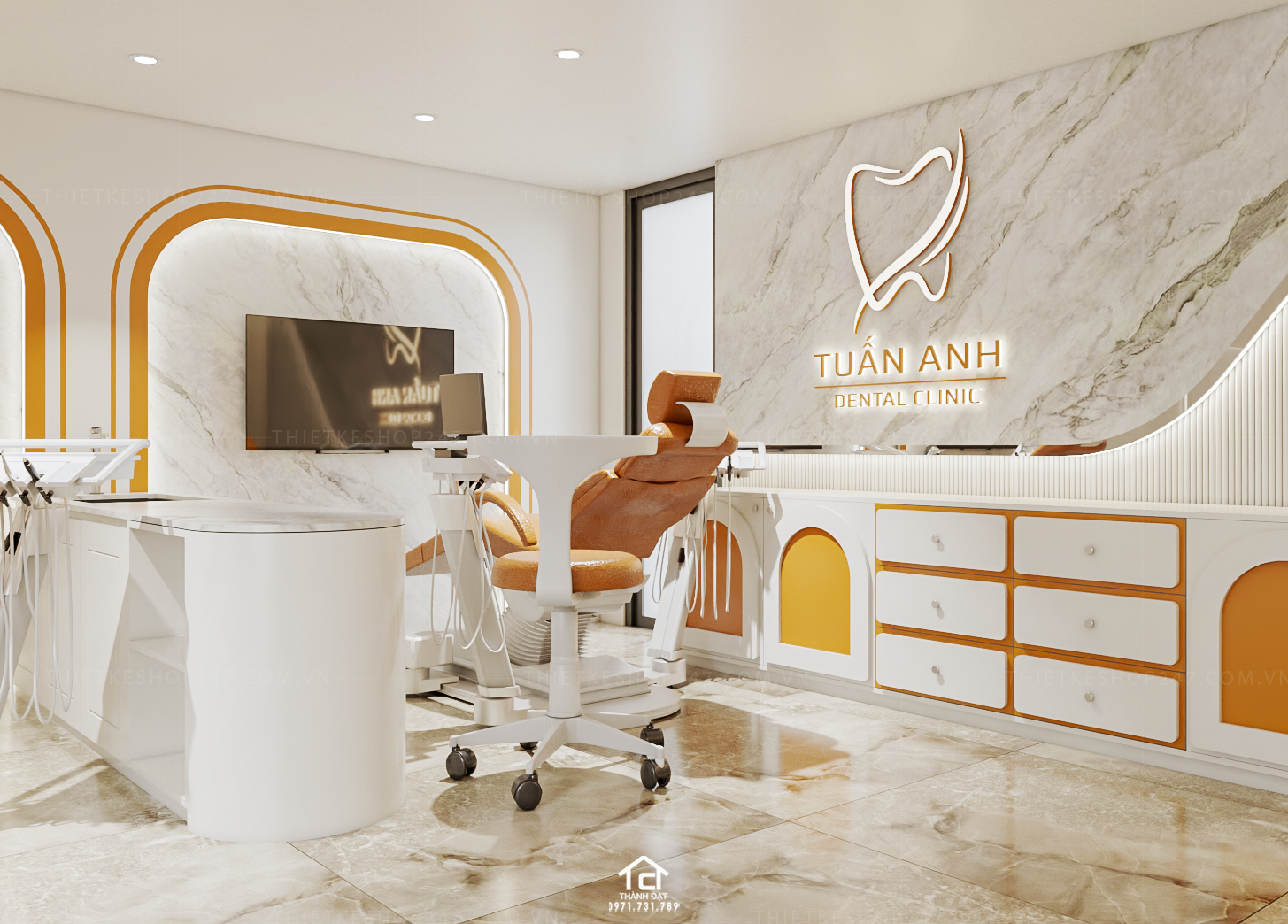 thiết kế phòng khám nha khoa đẹp lung linh