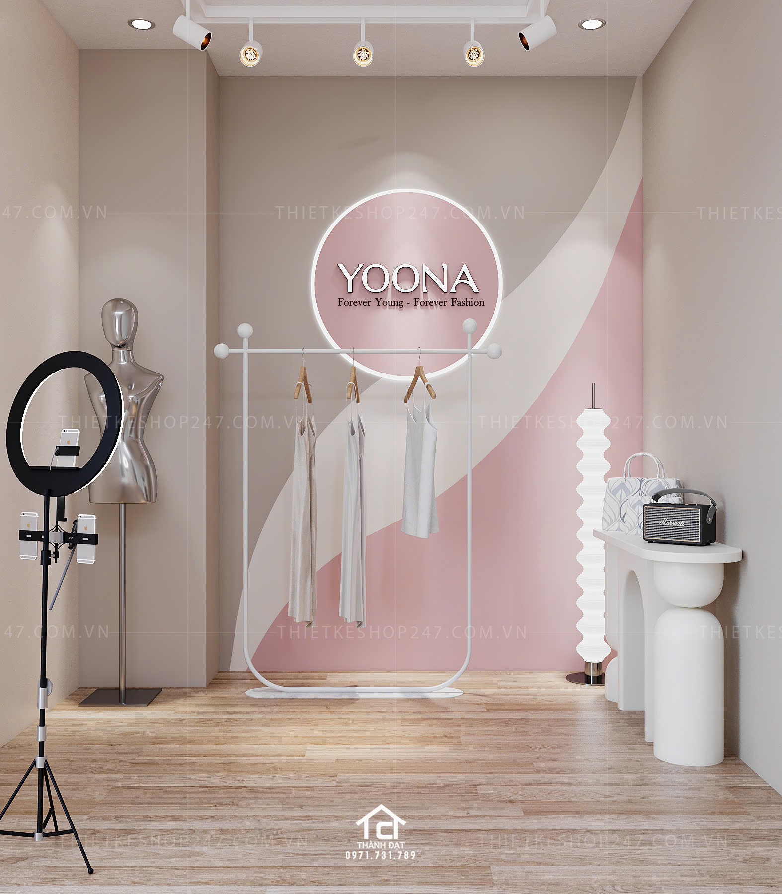 thiết kế vách live stream đẹp sang trọng