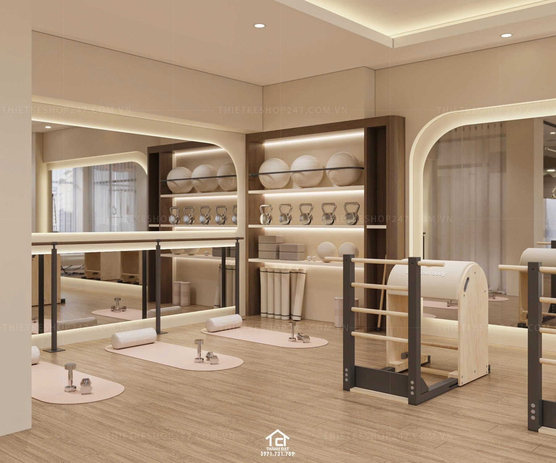 thiết kế phòng tập yoga đẹp bắt mắt