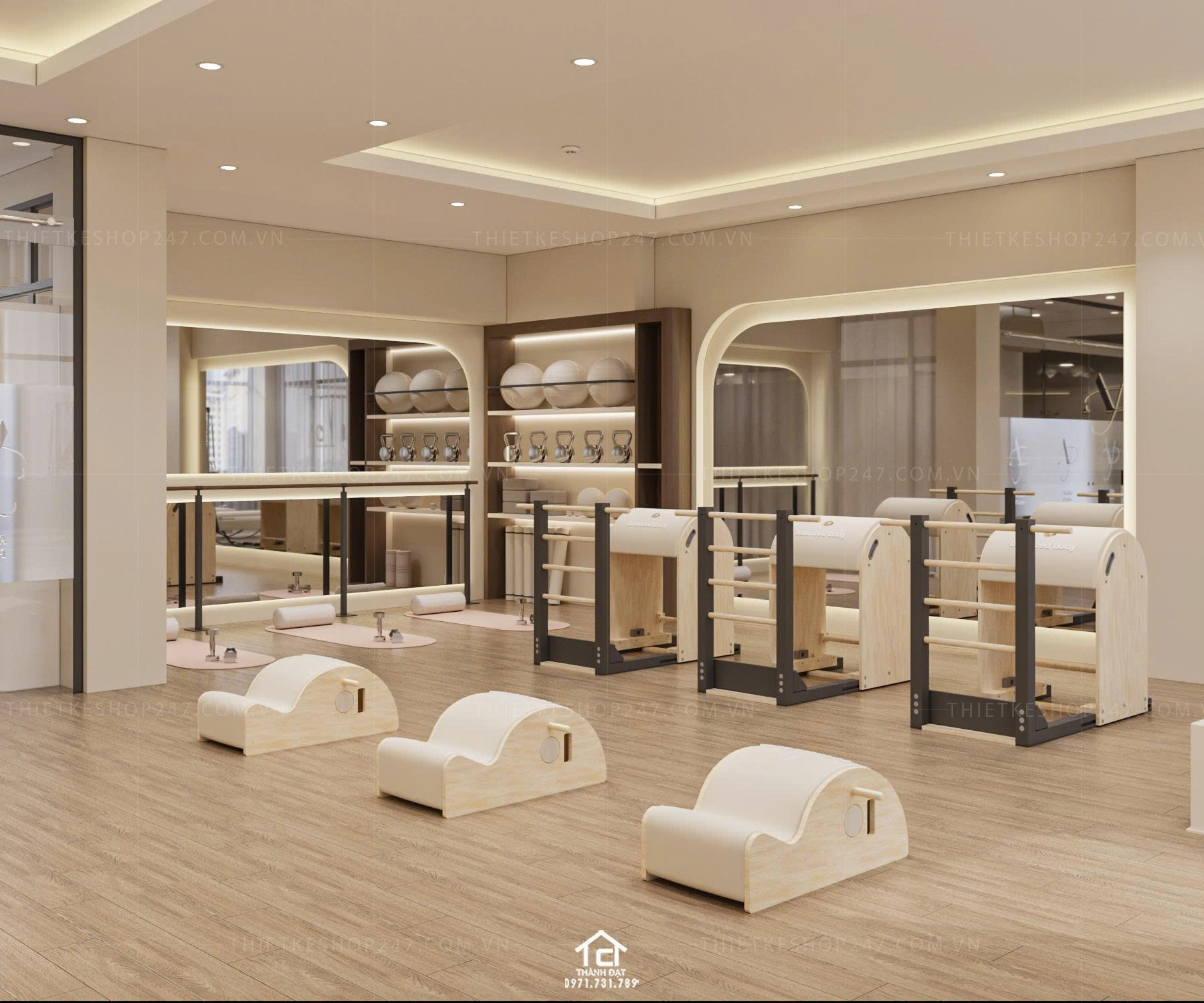 thiết kế phòng tập yoga đẹp hài hòa