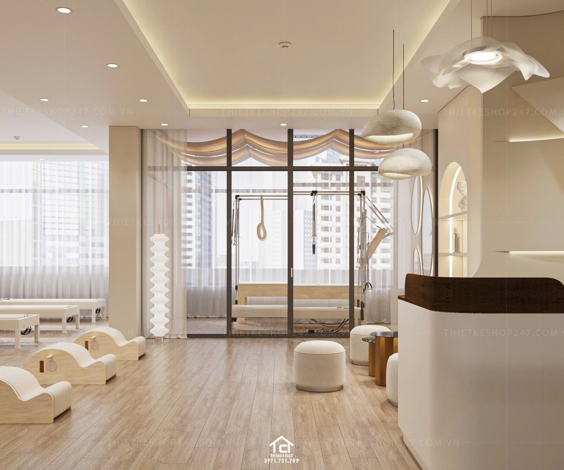 thiết kế phòng tập yoga đẹp hiện đại