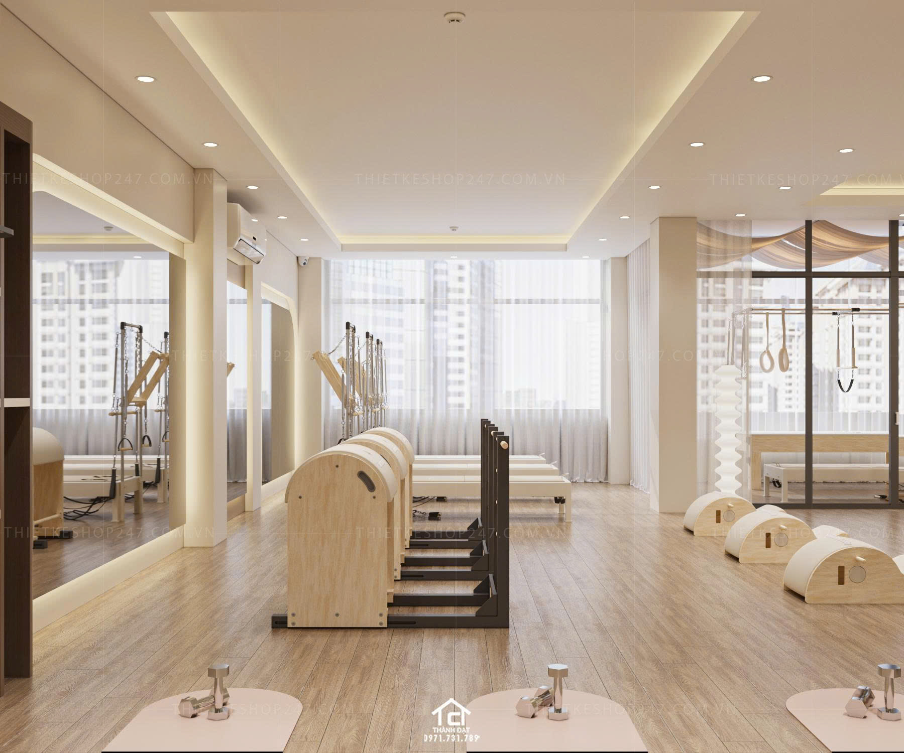 thiết kế phòng tập yoga đẹp