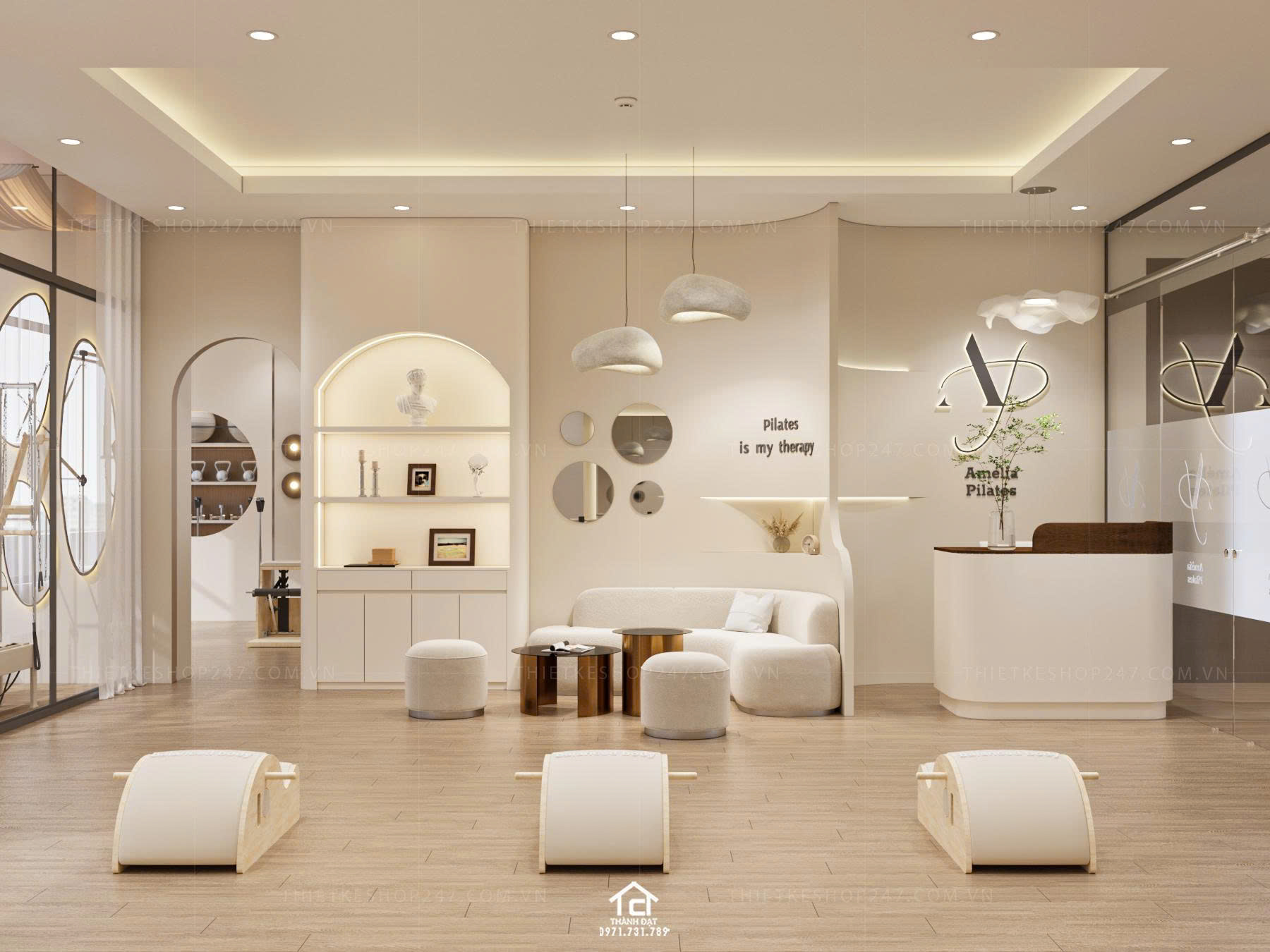 thiết kế phòng tập yoga đẹp lung linh