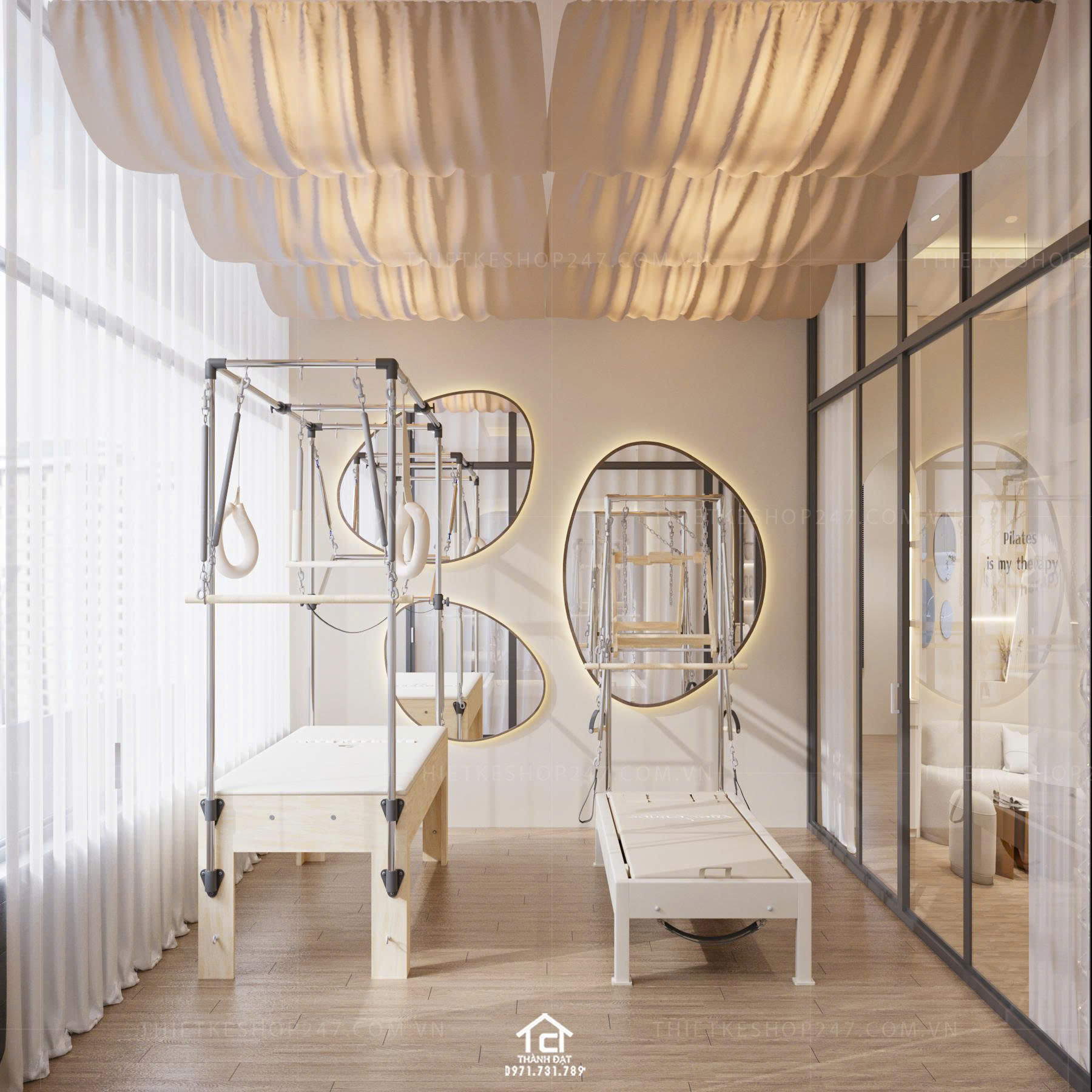 Thiết kế phòng tập Yoga đẹp năng động