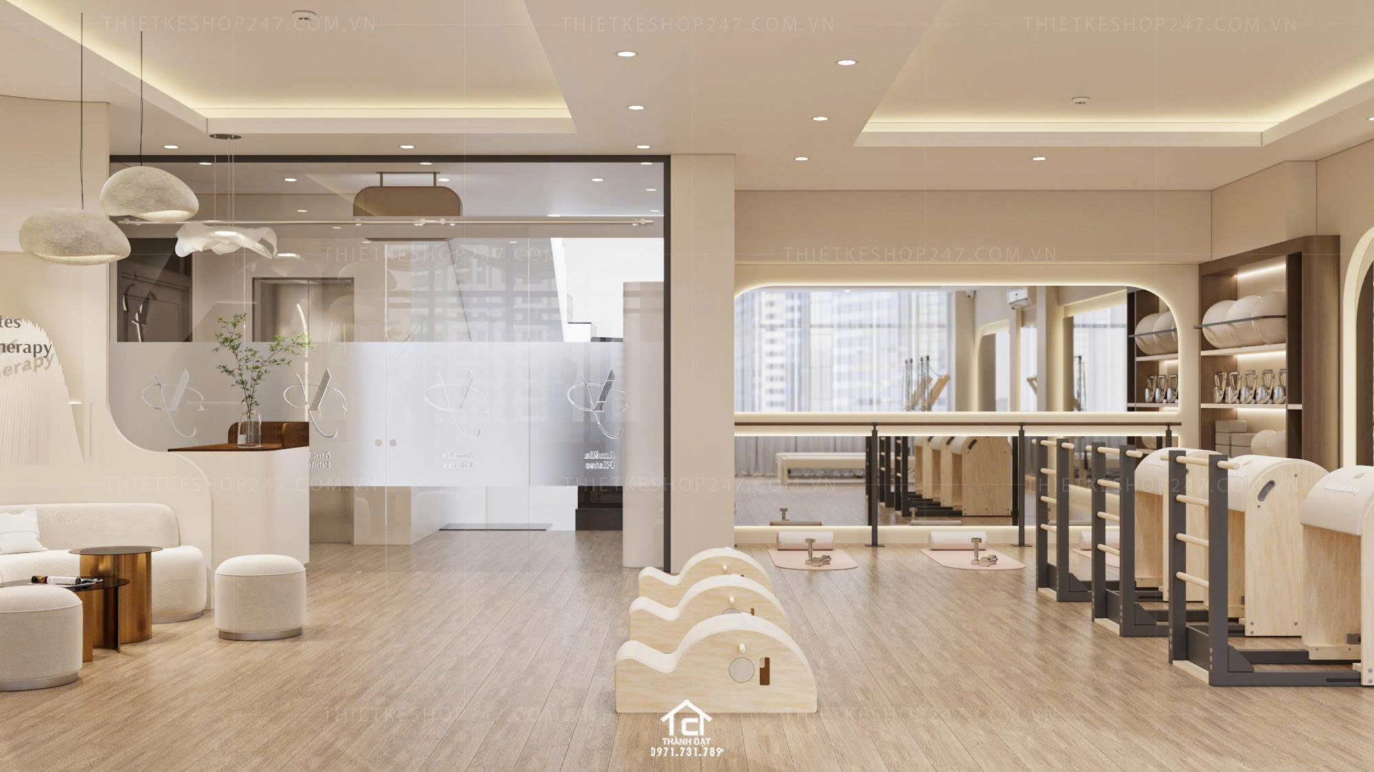 thiết kế phòng tập yoga đẹp sinh động