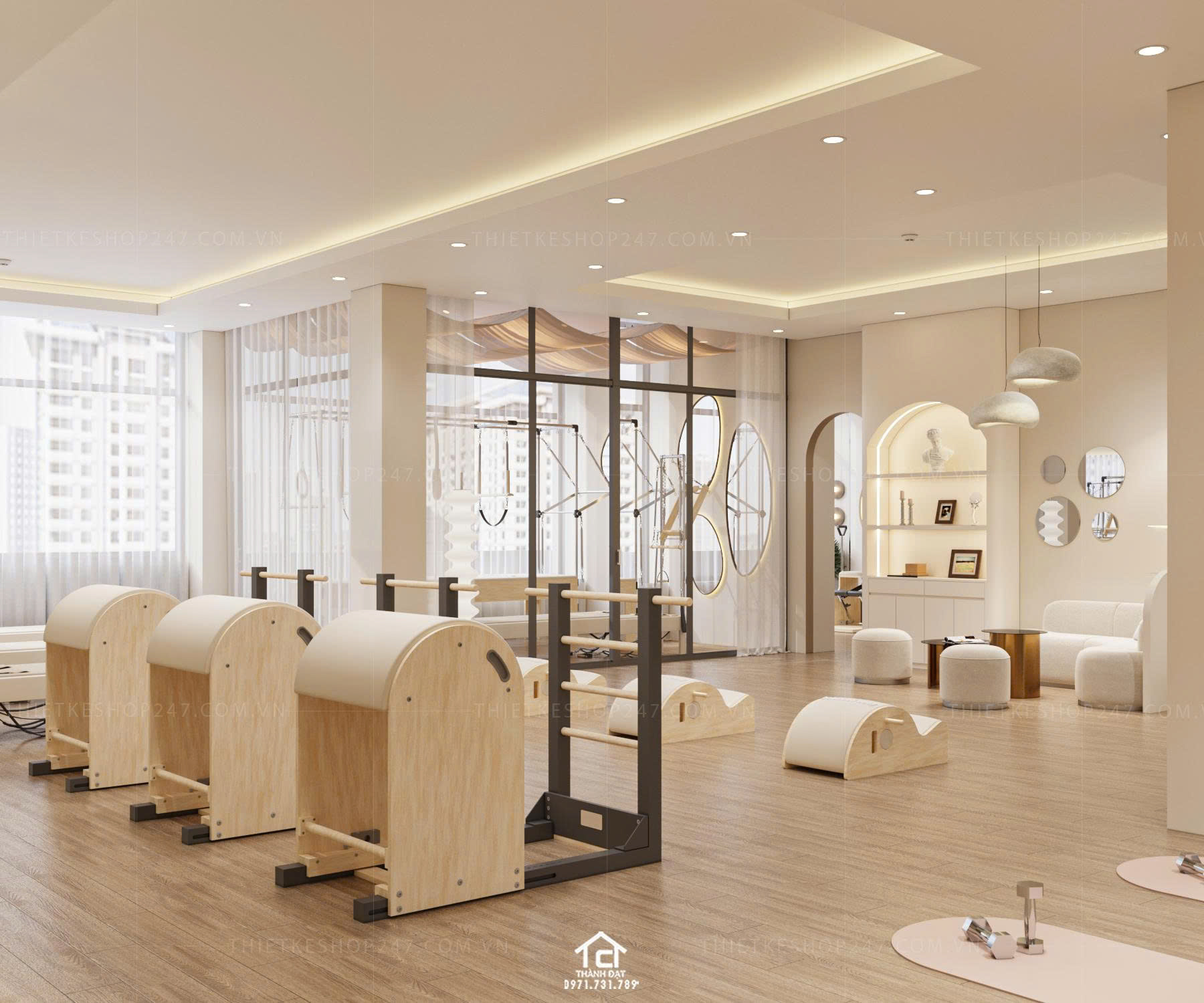 thiết kế phòng tập yoga đẹp trẻ trung