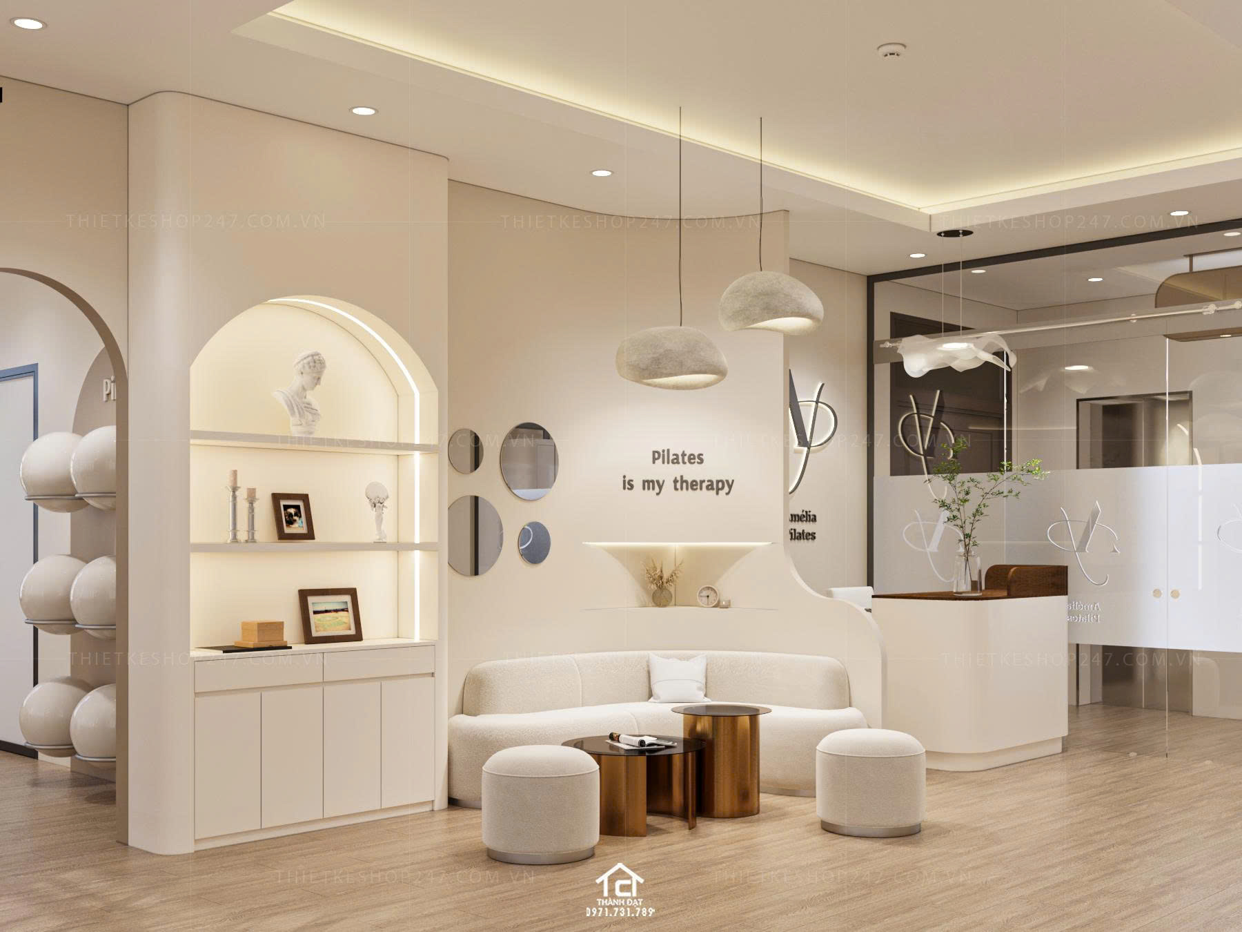 thiết kế phòng tập yoga đẹp xinh