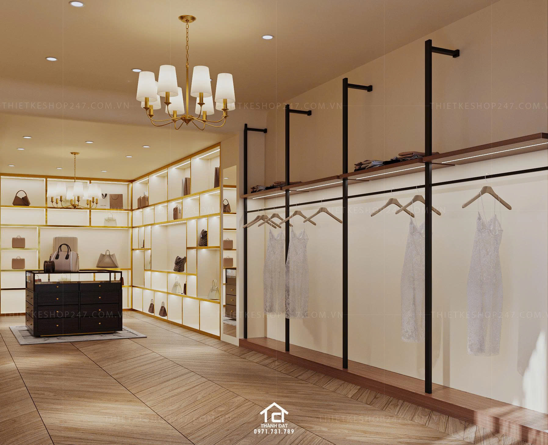 thiết kế phòng trưng bày thời trang đẹp ấn tượng