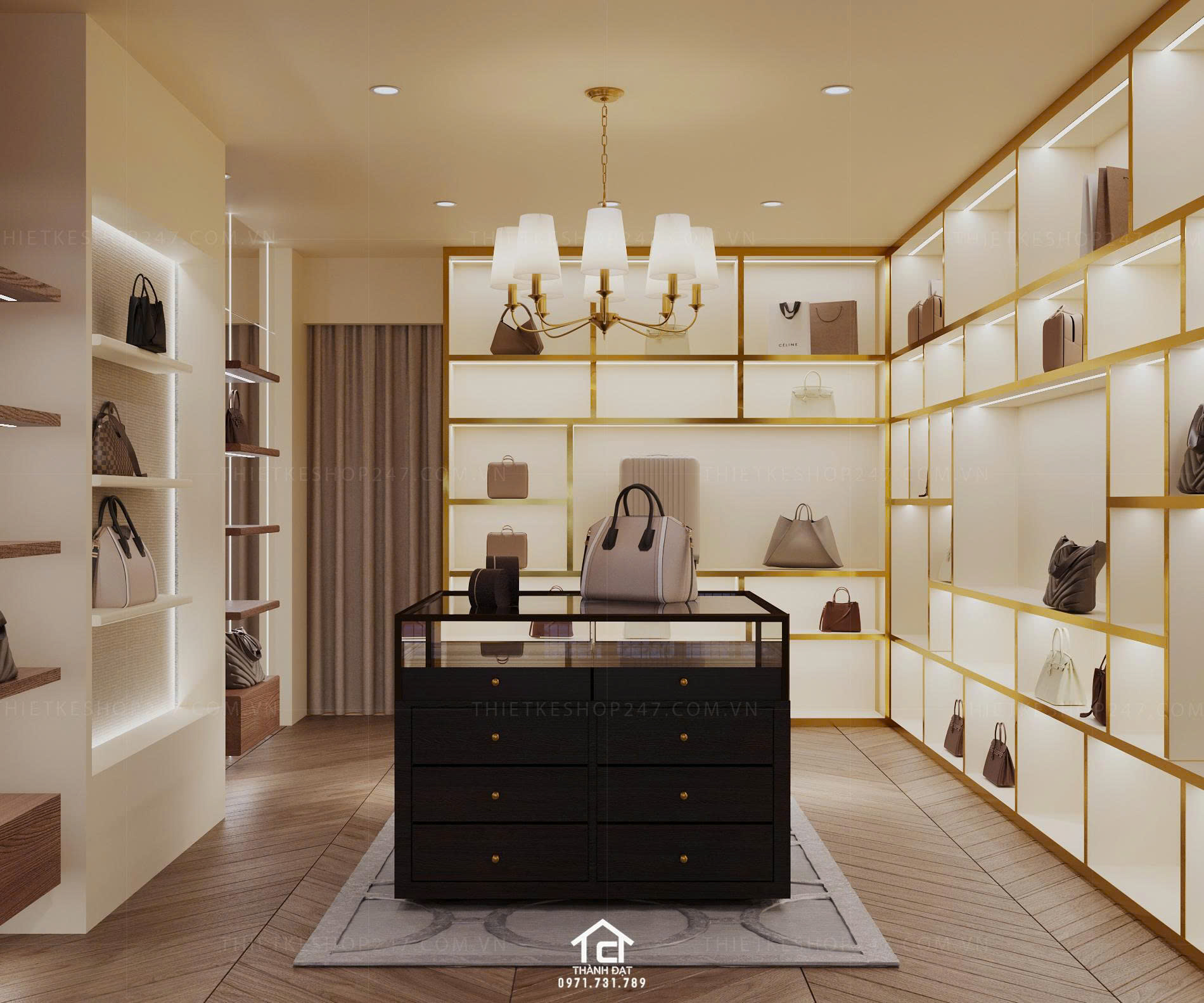 thiết kế phòng trưng bày thời trang đẹp hiện đại