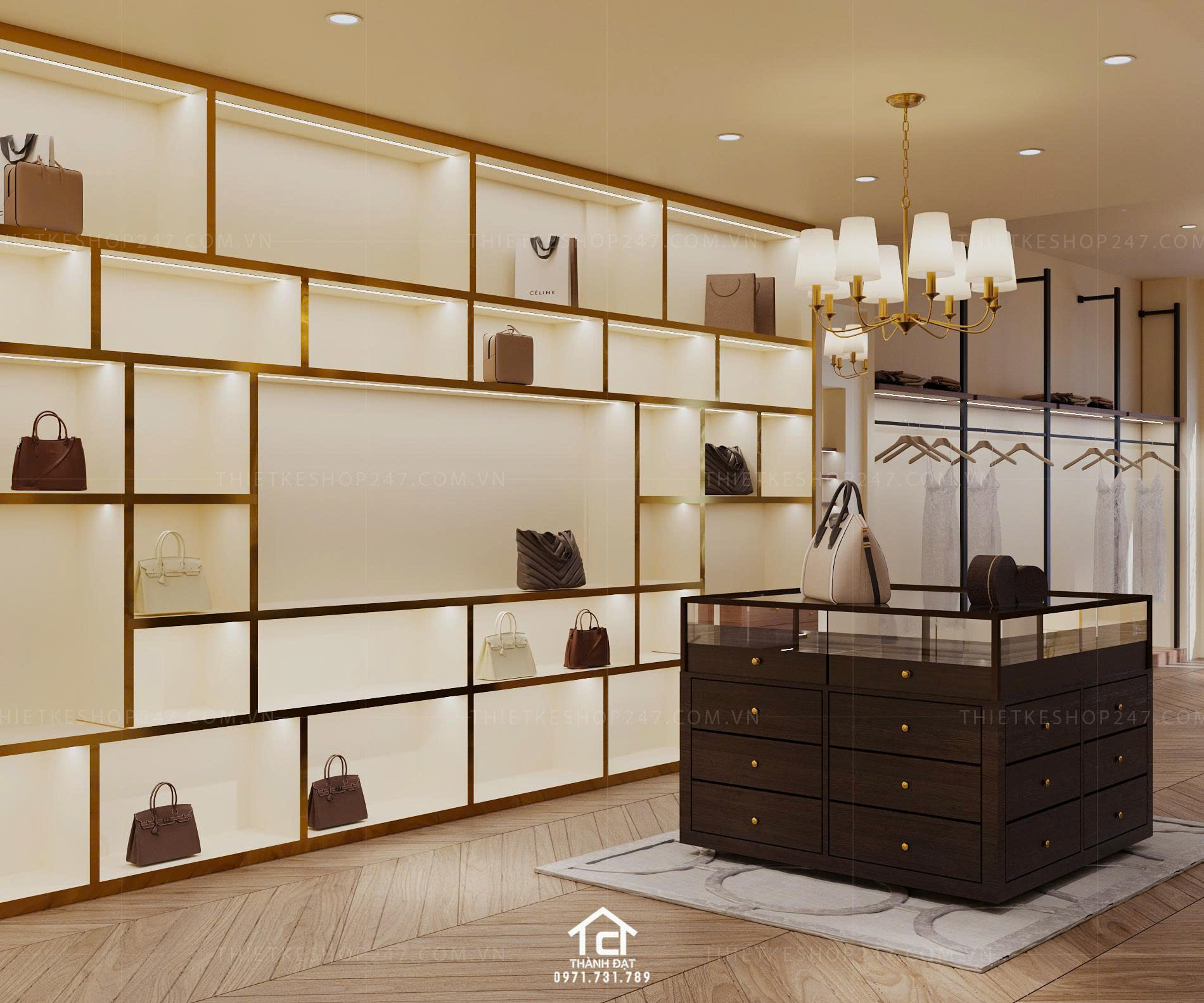 thiết kế phòng trưng bày thời trang đẹp năng động