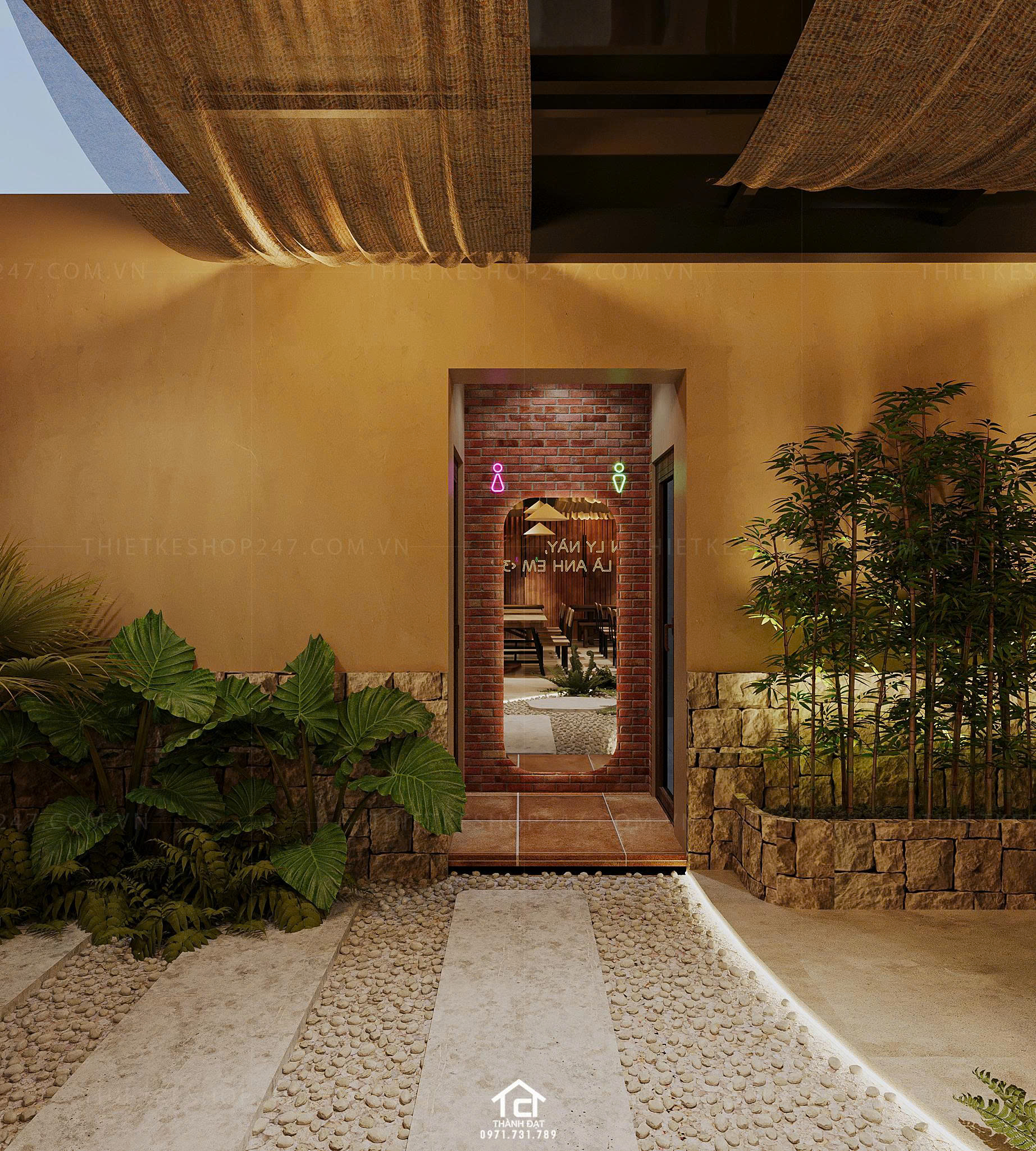 thiết kế quán ăn đẹp lung linh