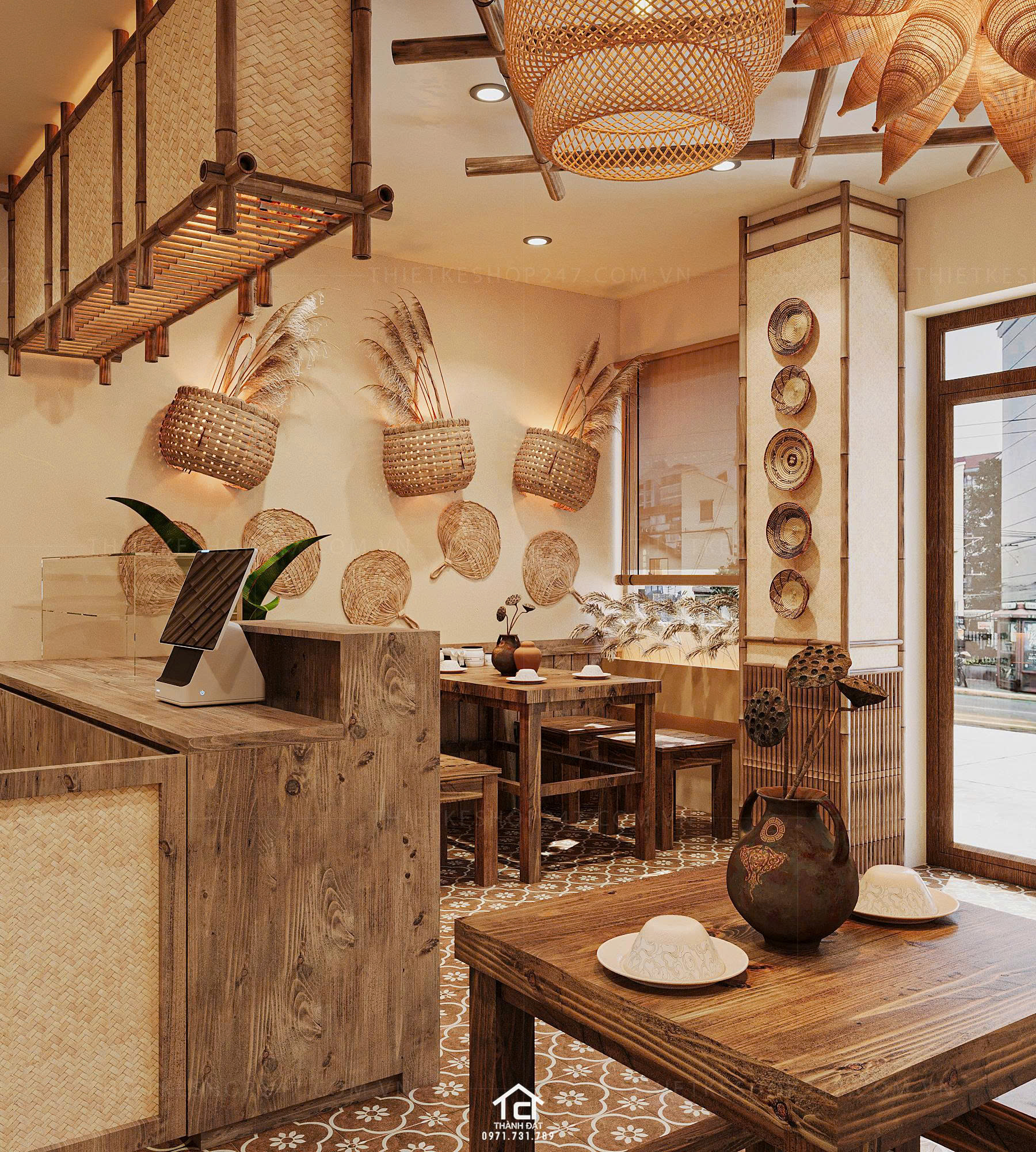 Thiết kế quán ăn đẹp nổi bật