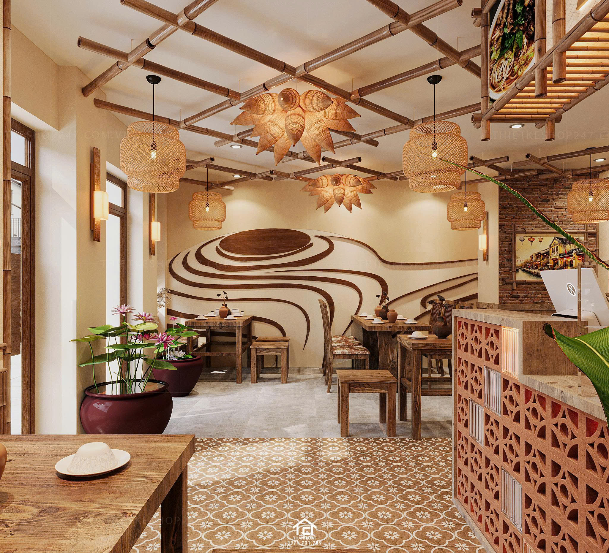 Thiết kế quán ăn đẹp phong cách