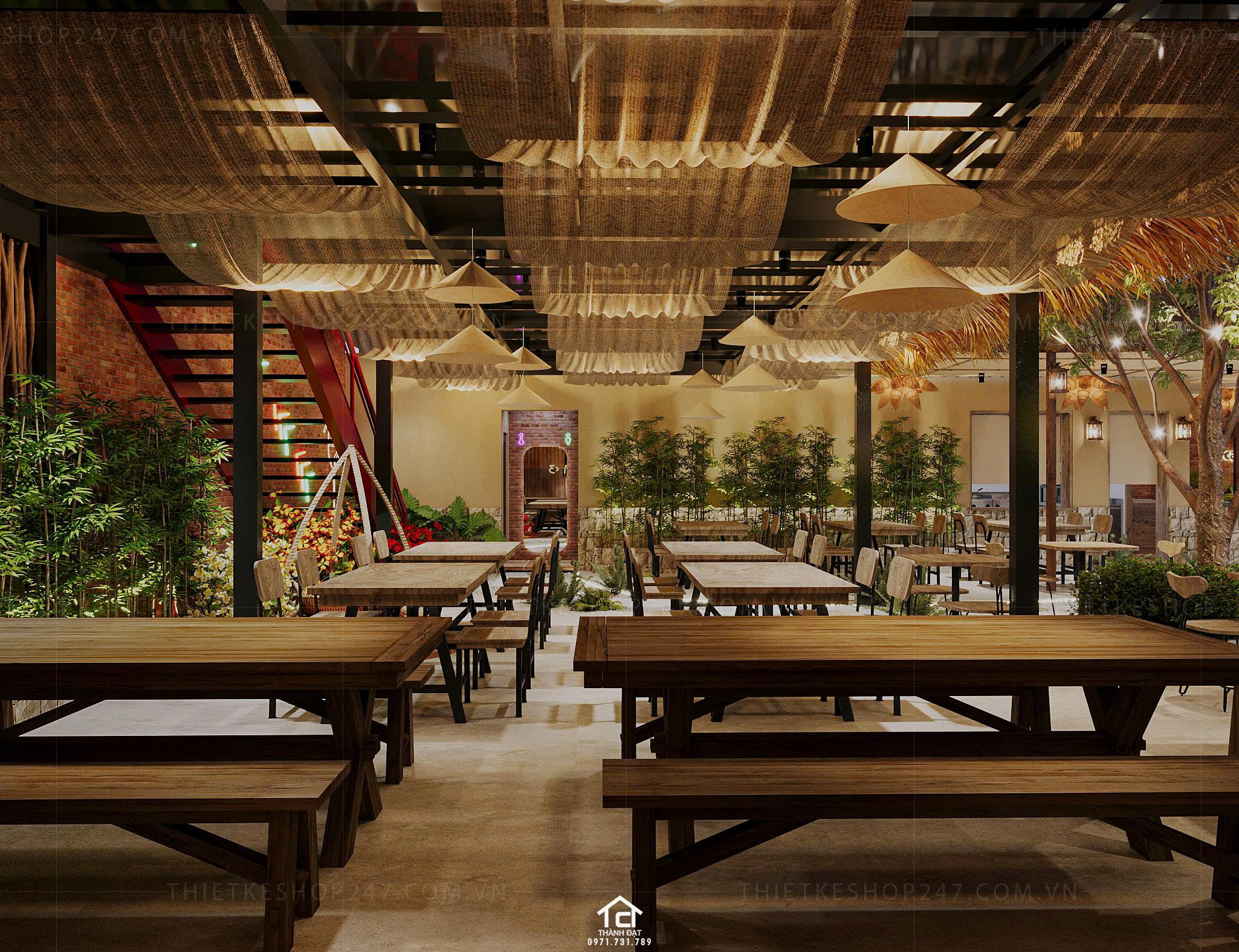 thiết kế quán ăn đẹp phong cách