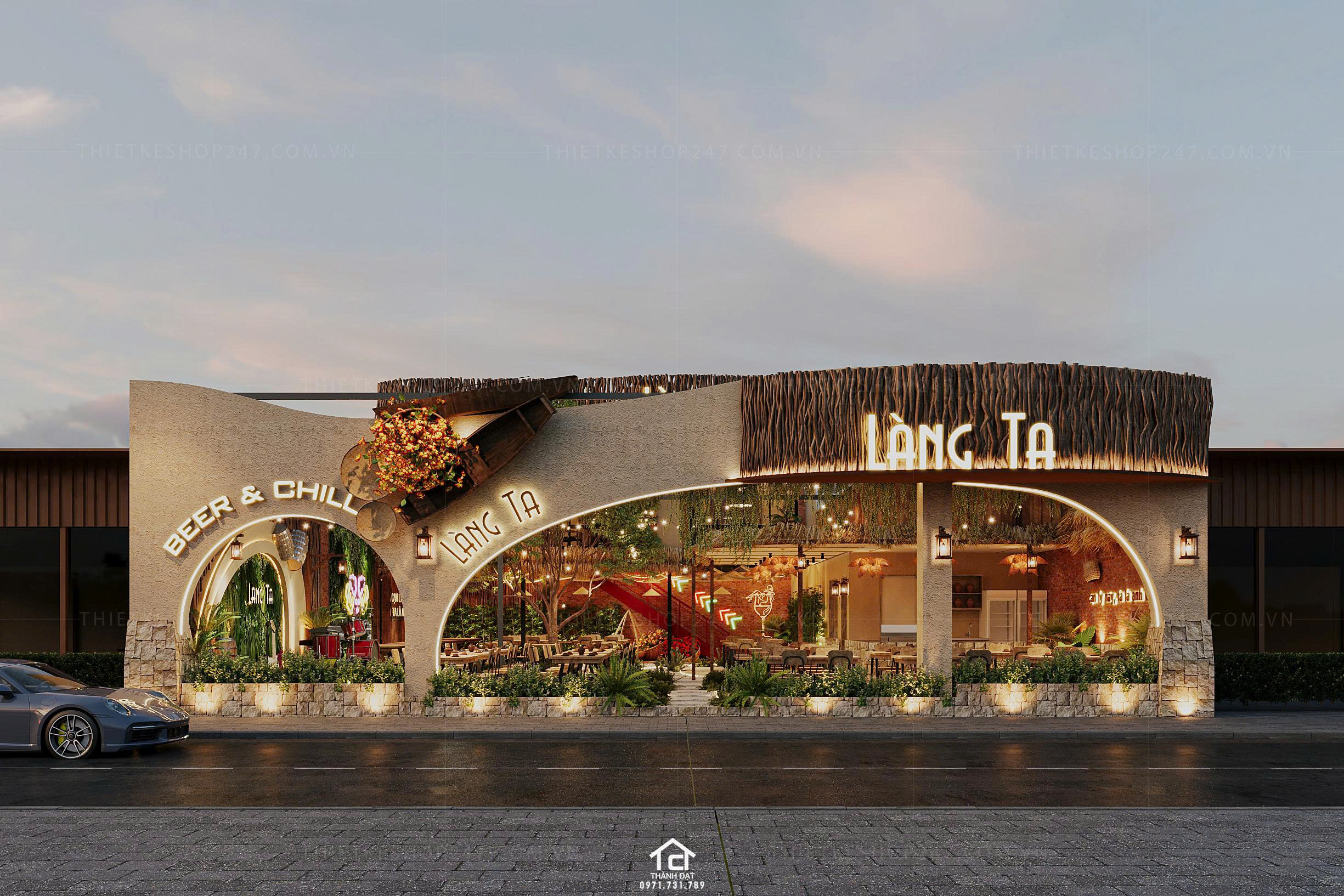 thiết kế quán ăn đẹp sang chảnh