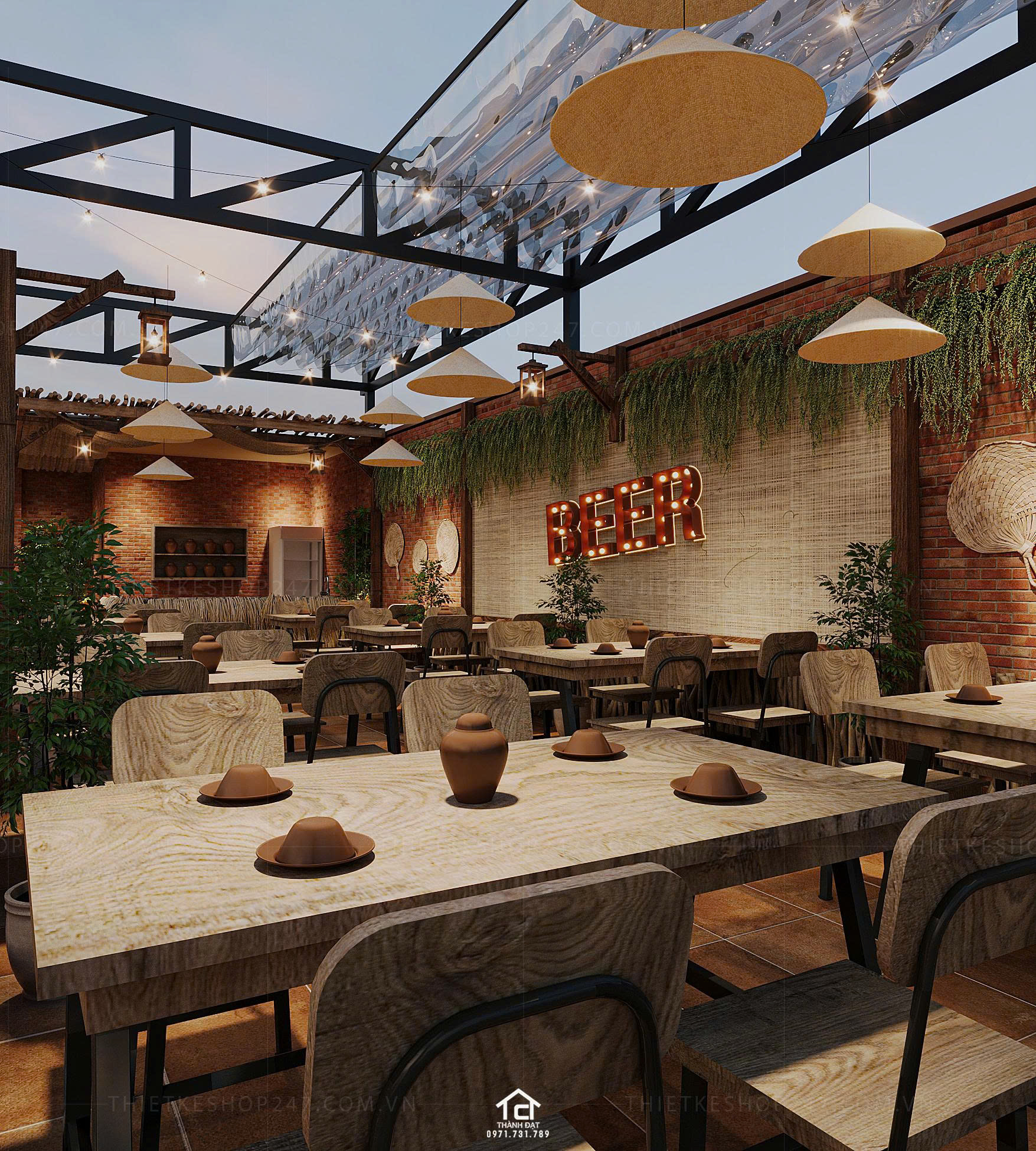 Thiết kế quán ăn đẹp sang chảnh