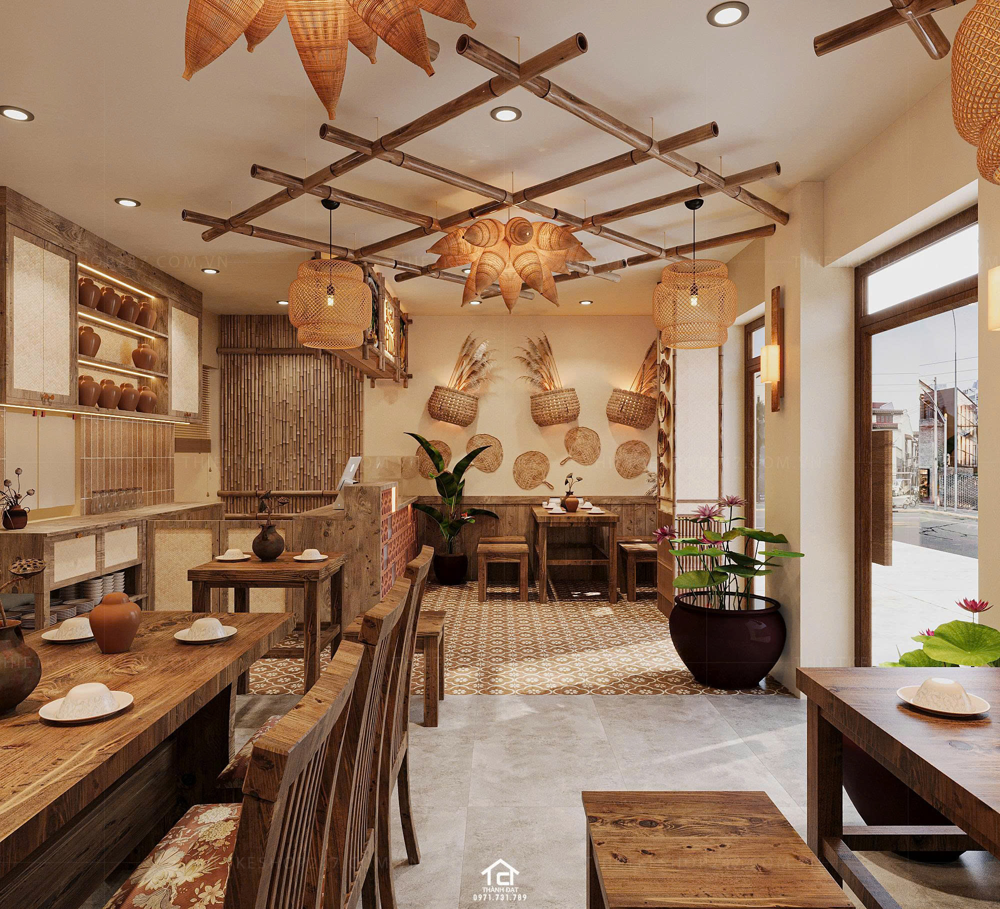 Thiết kế quán ăn đẹp sang trọng