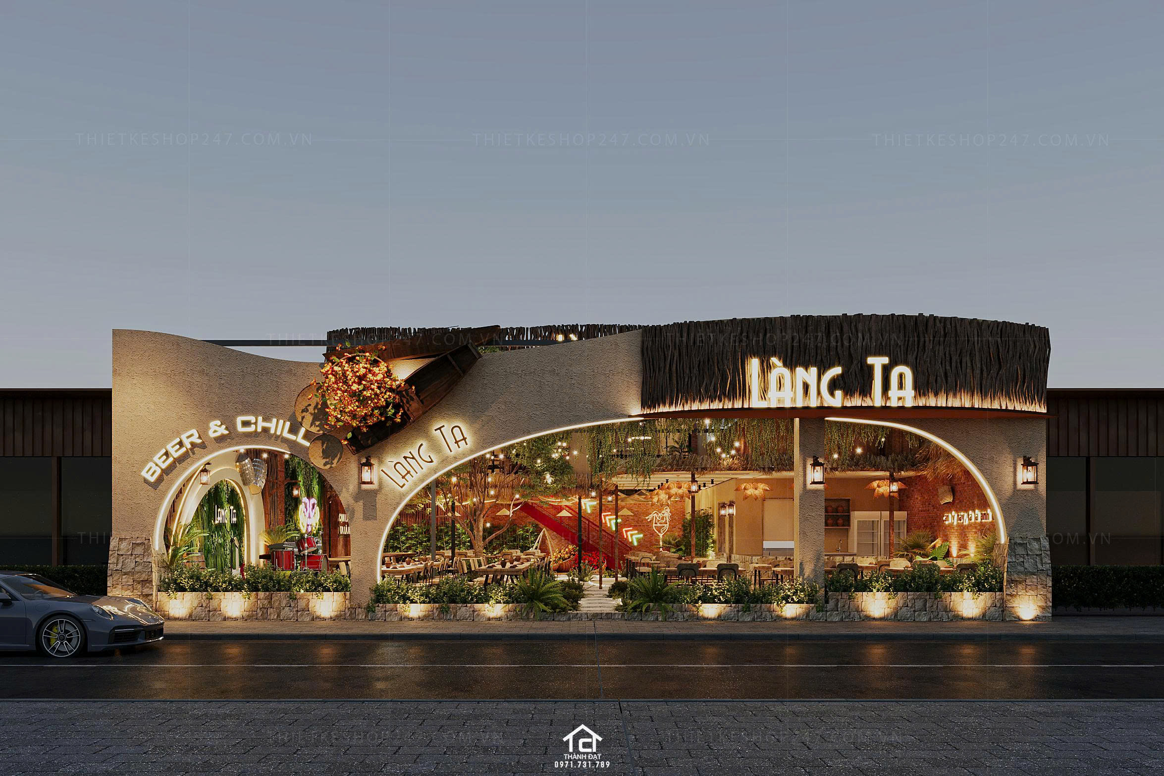 thiết kế quán ăn đẹp sang trọng