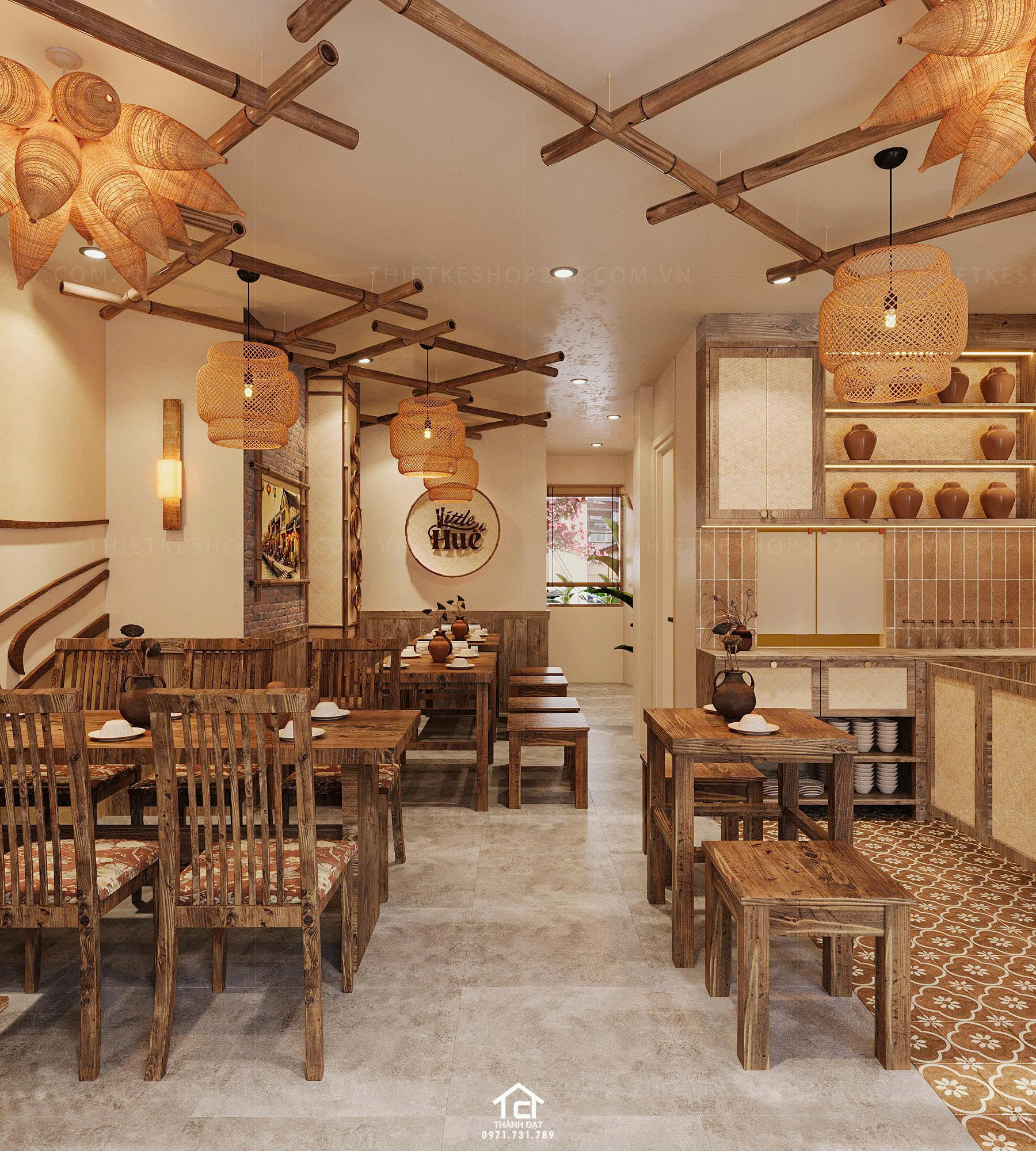 Thiết kế quán ăn đẹp sinh động