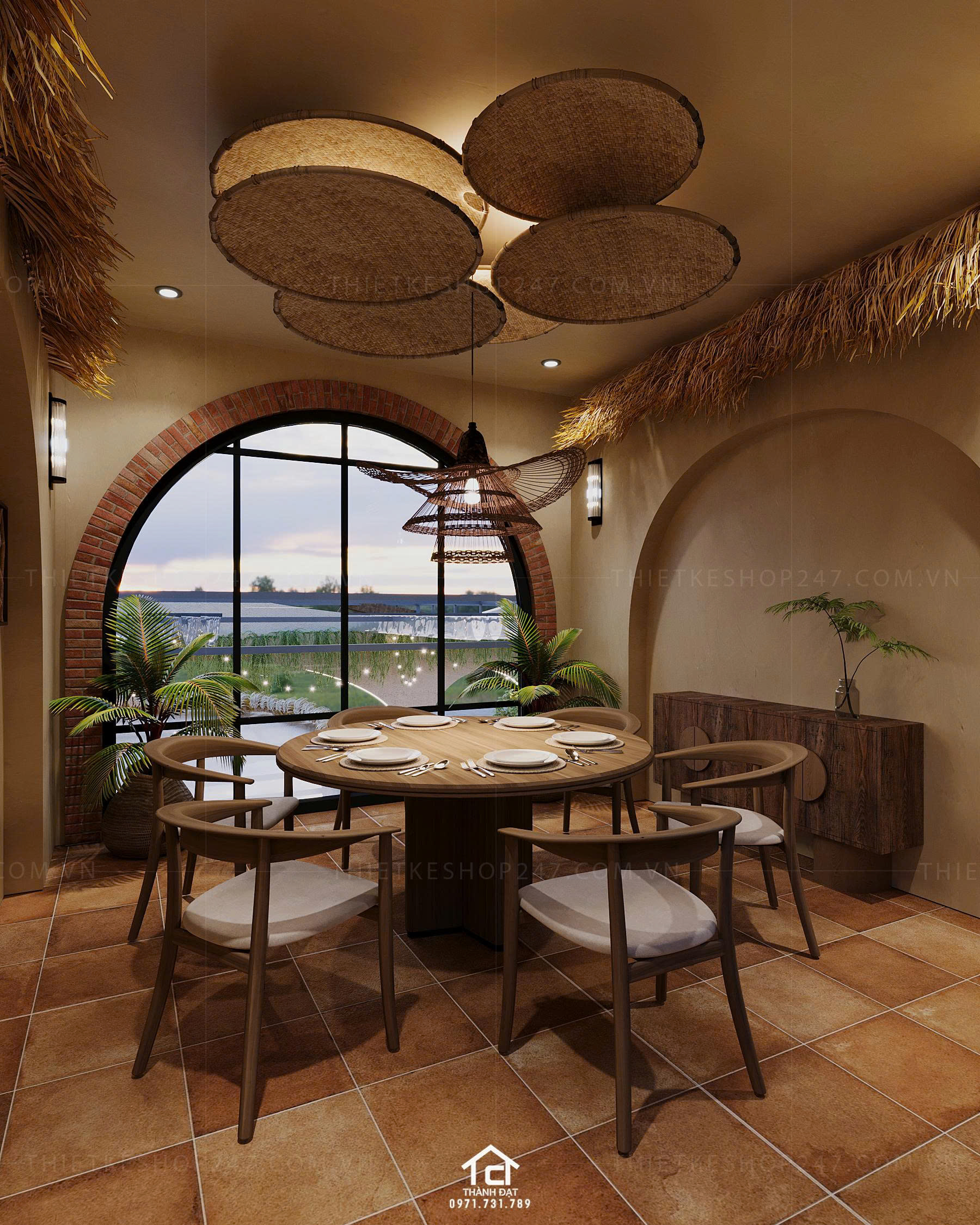 thiết kế quán ăn đẹp thoáng mát