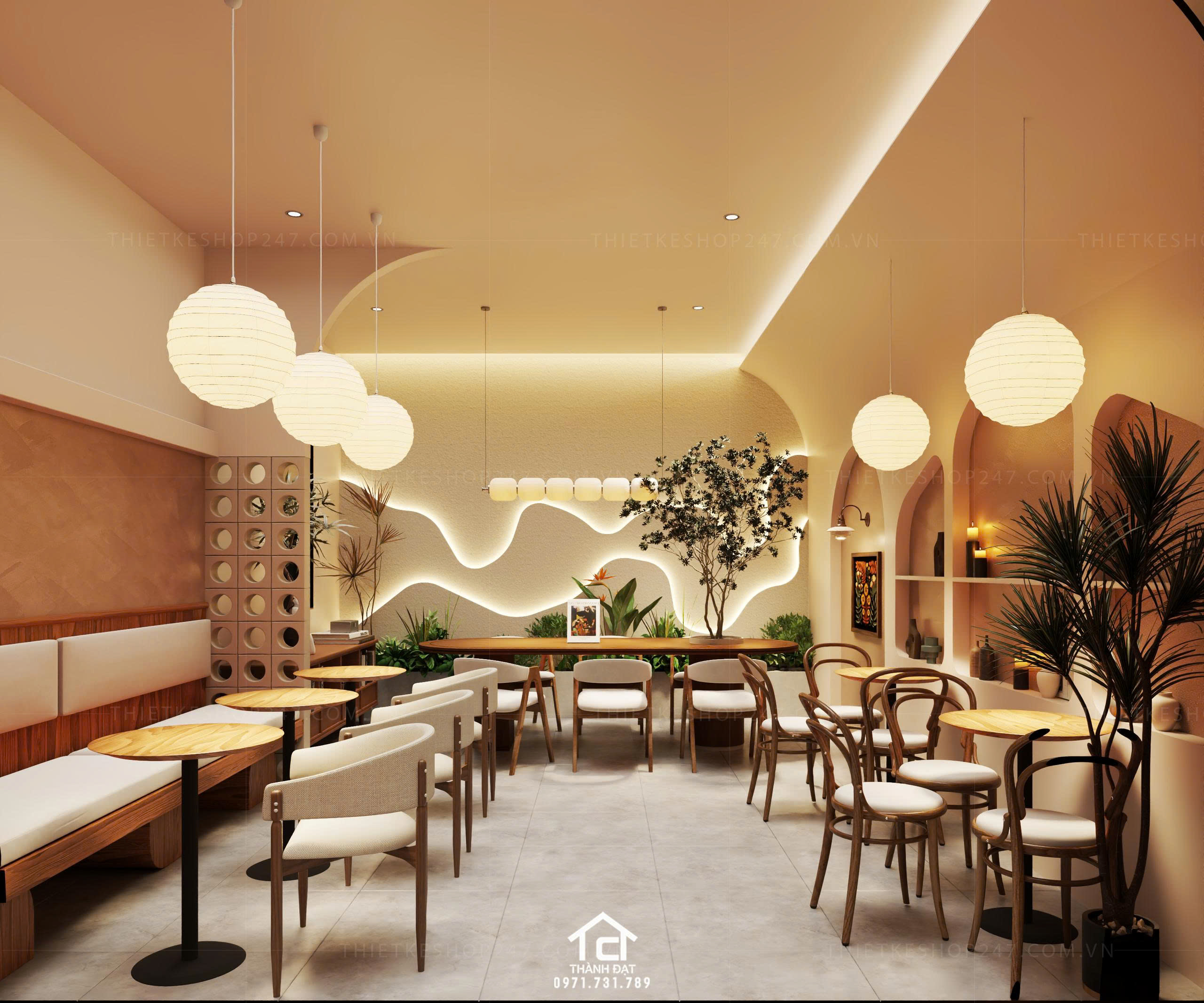 thiết kế quán cafe đẹp ấn tượng