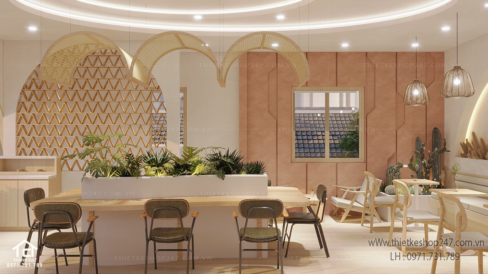 Thiết kế quán cafe đẹp sang trọng theo phong cách hiện đại – GREENERY CAFE