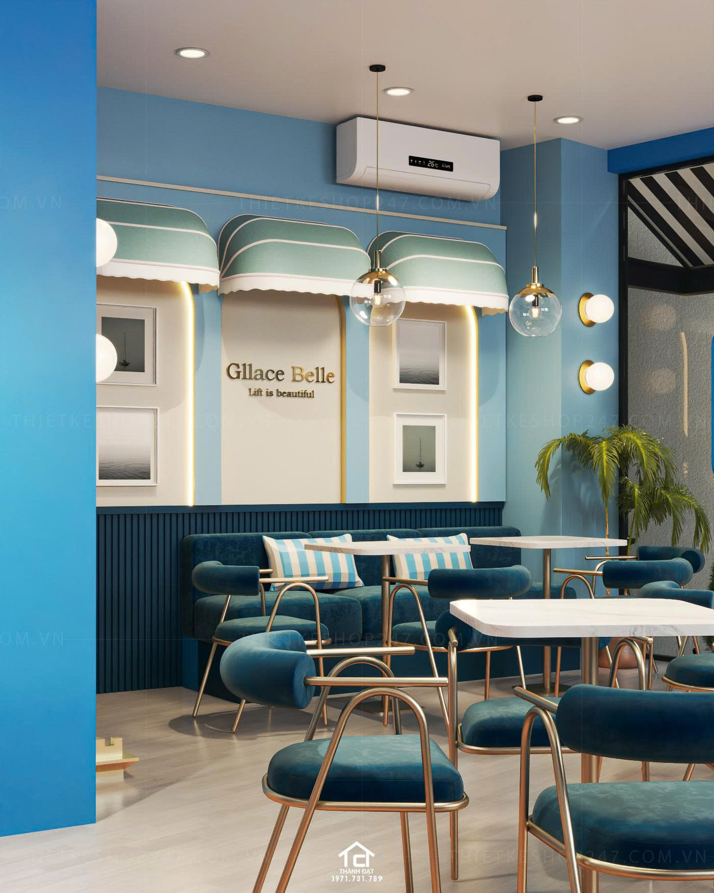 thiết kế quán cafe đẹp hài hòa