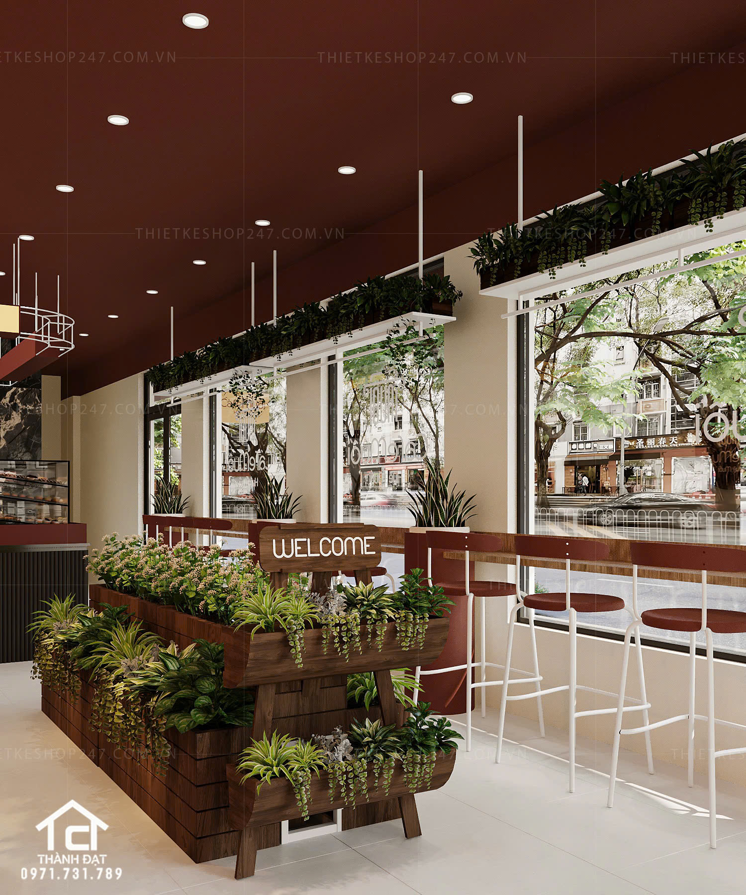 thiết kế quán cafe đẹp bắt mắt