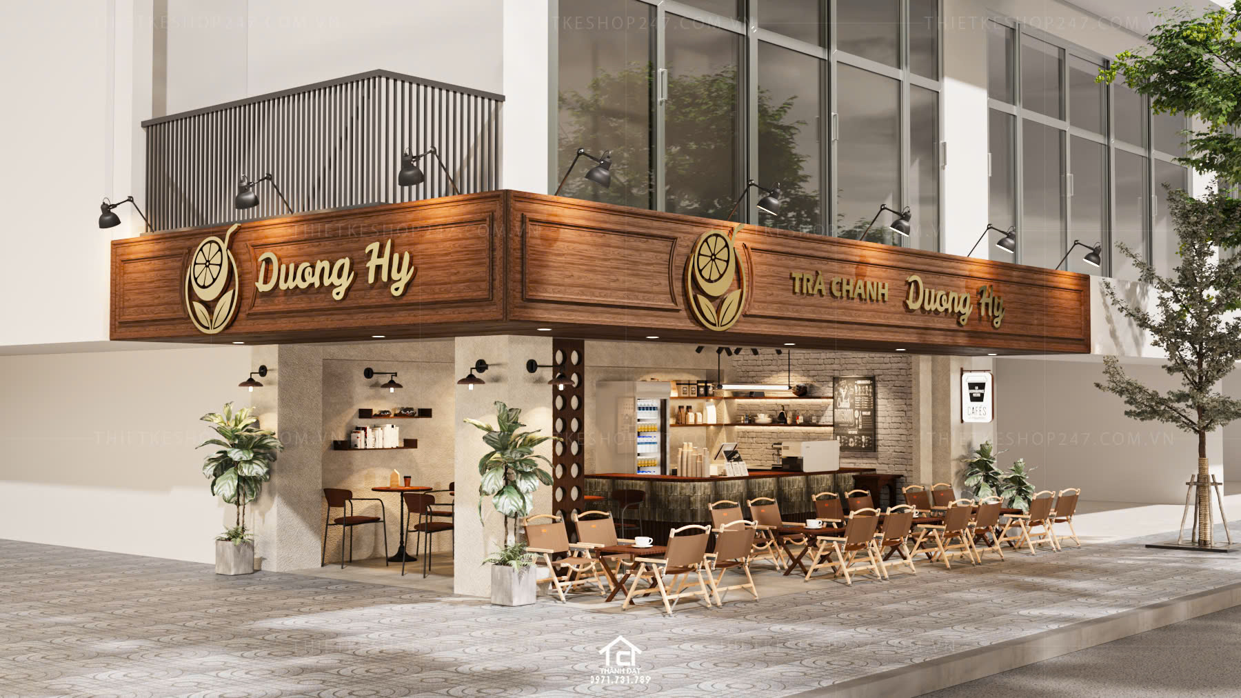 thiết kế quán cafe đẹp bắt mắt