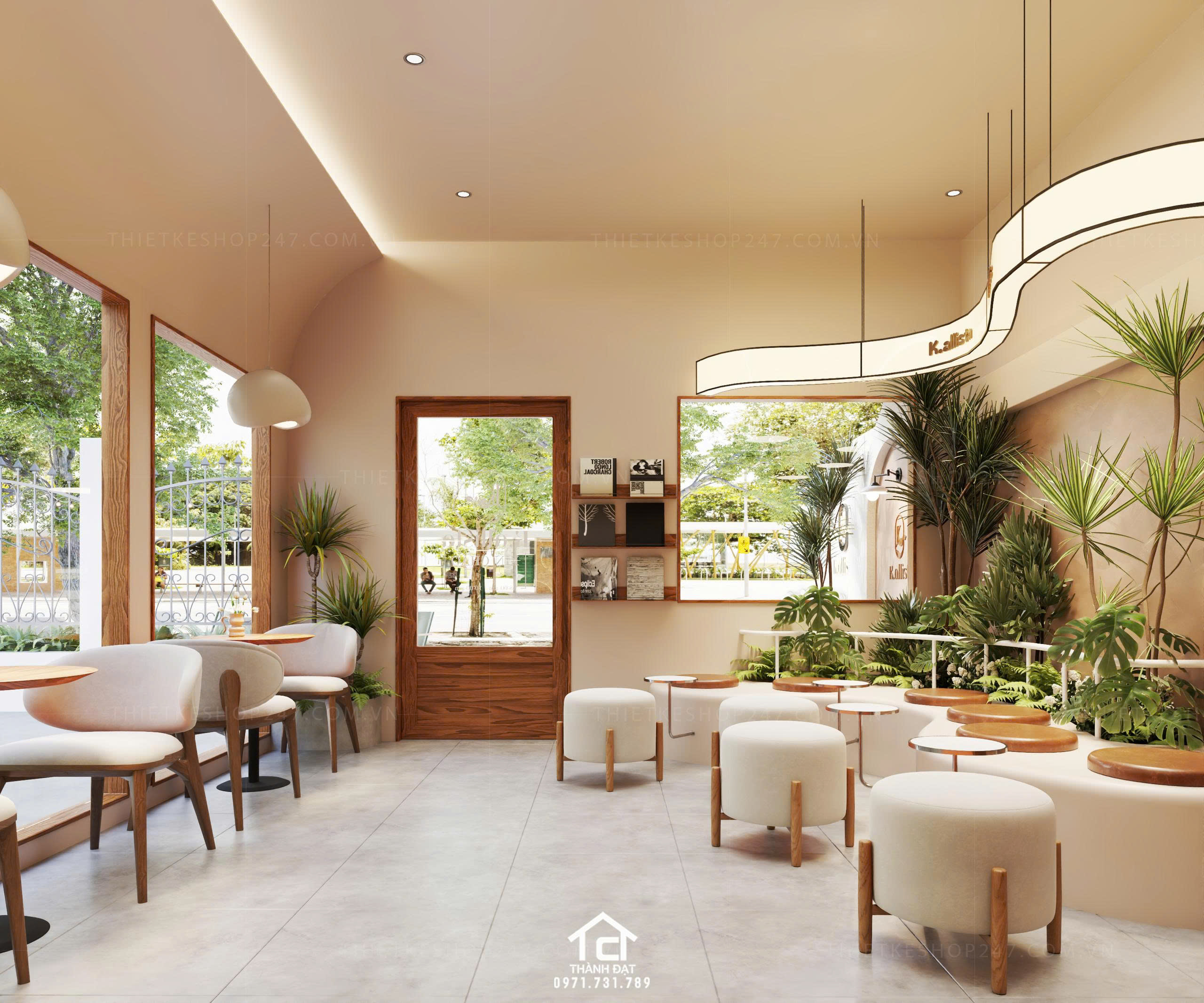 thiết kế quán cafe đẹp bắt mắt