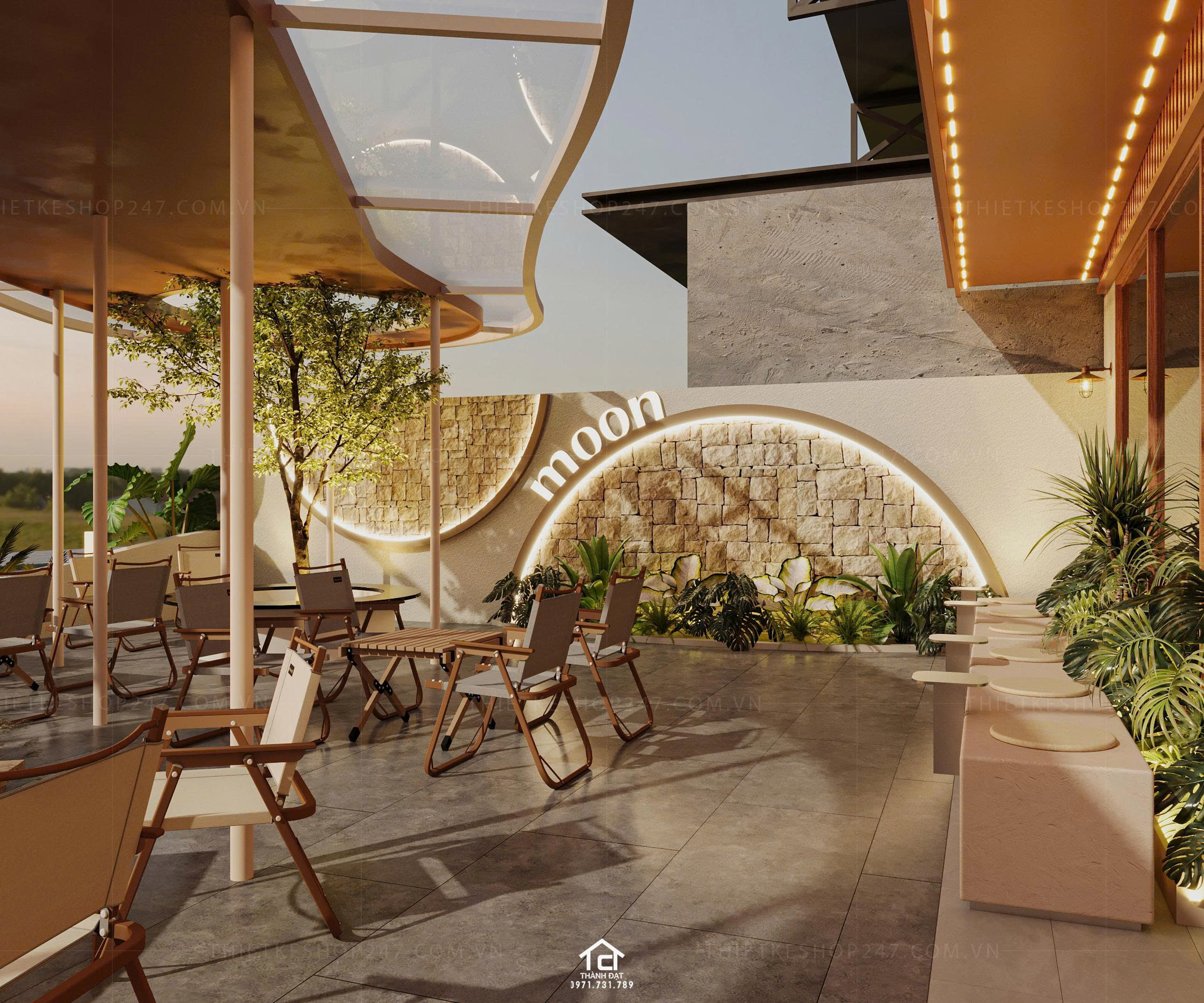 thiết kế quán cafe đẹp bắt mắt