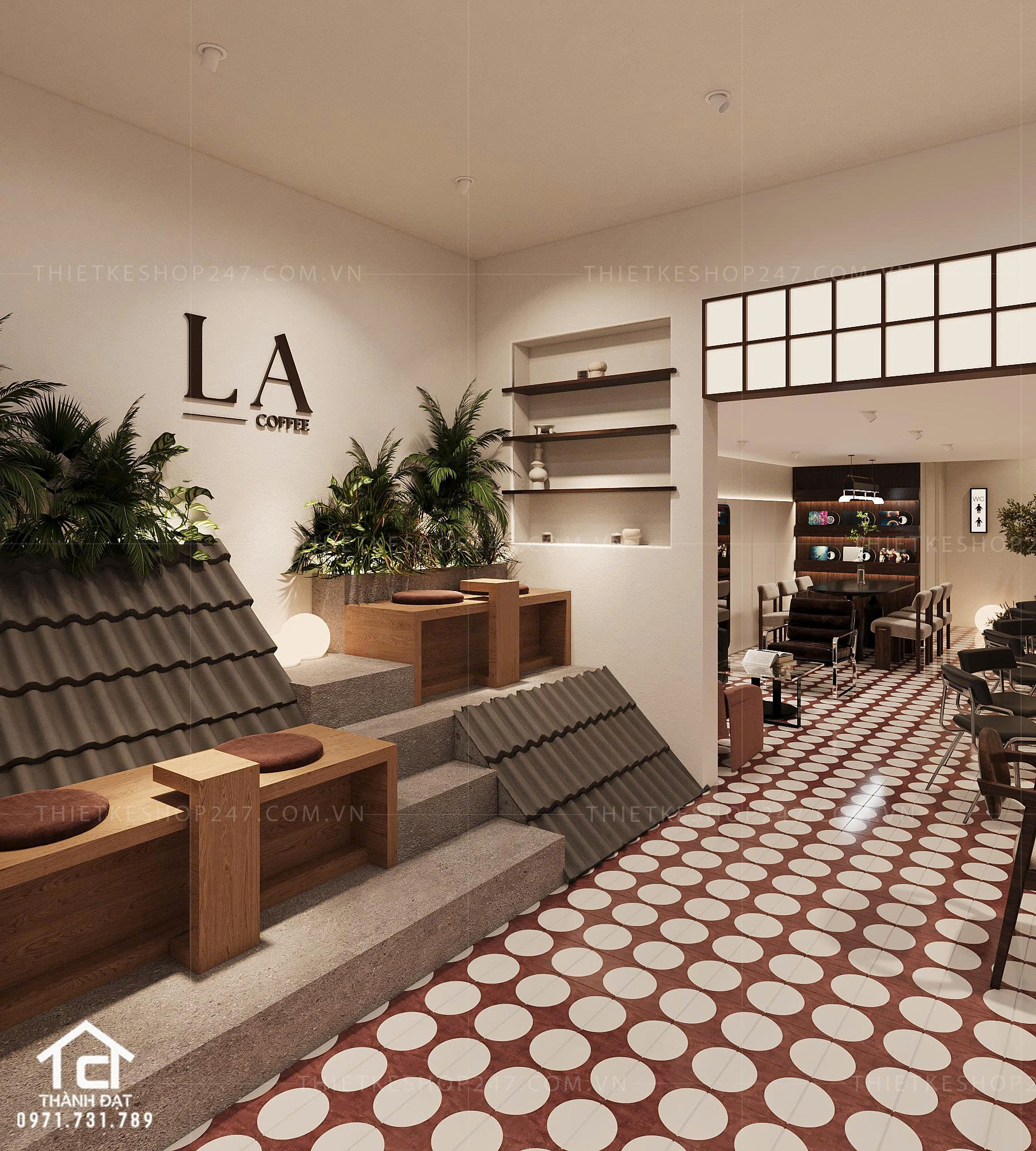 thiết kế quán cafe đẹp bắt mắt