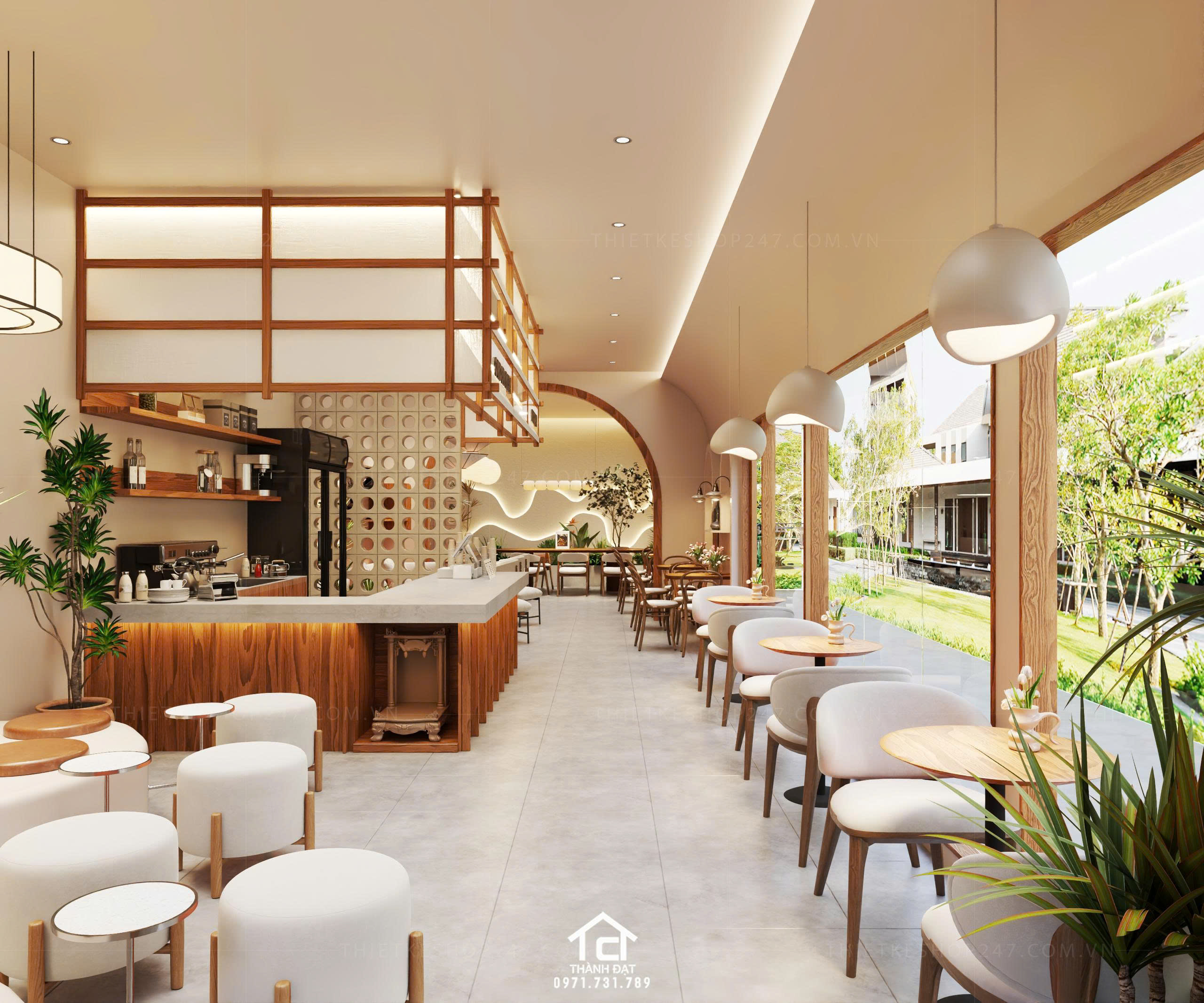 thiết kế quán cafe đẹp hiện đại