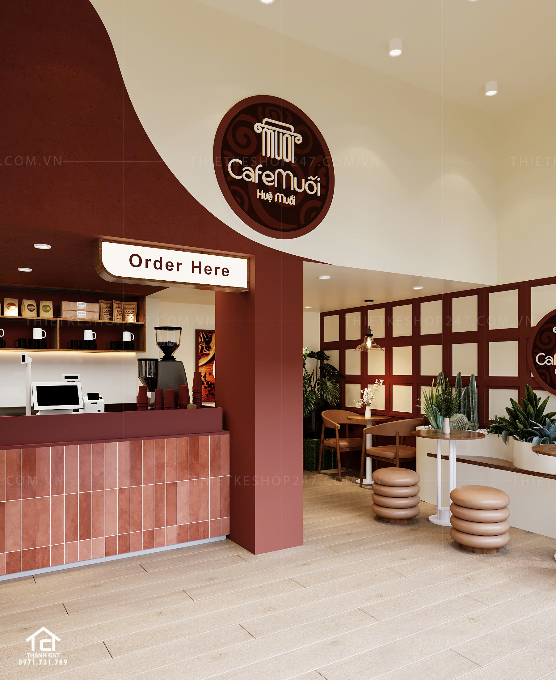 Thiết kế quán cafe đẹp hiện đại