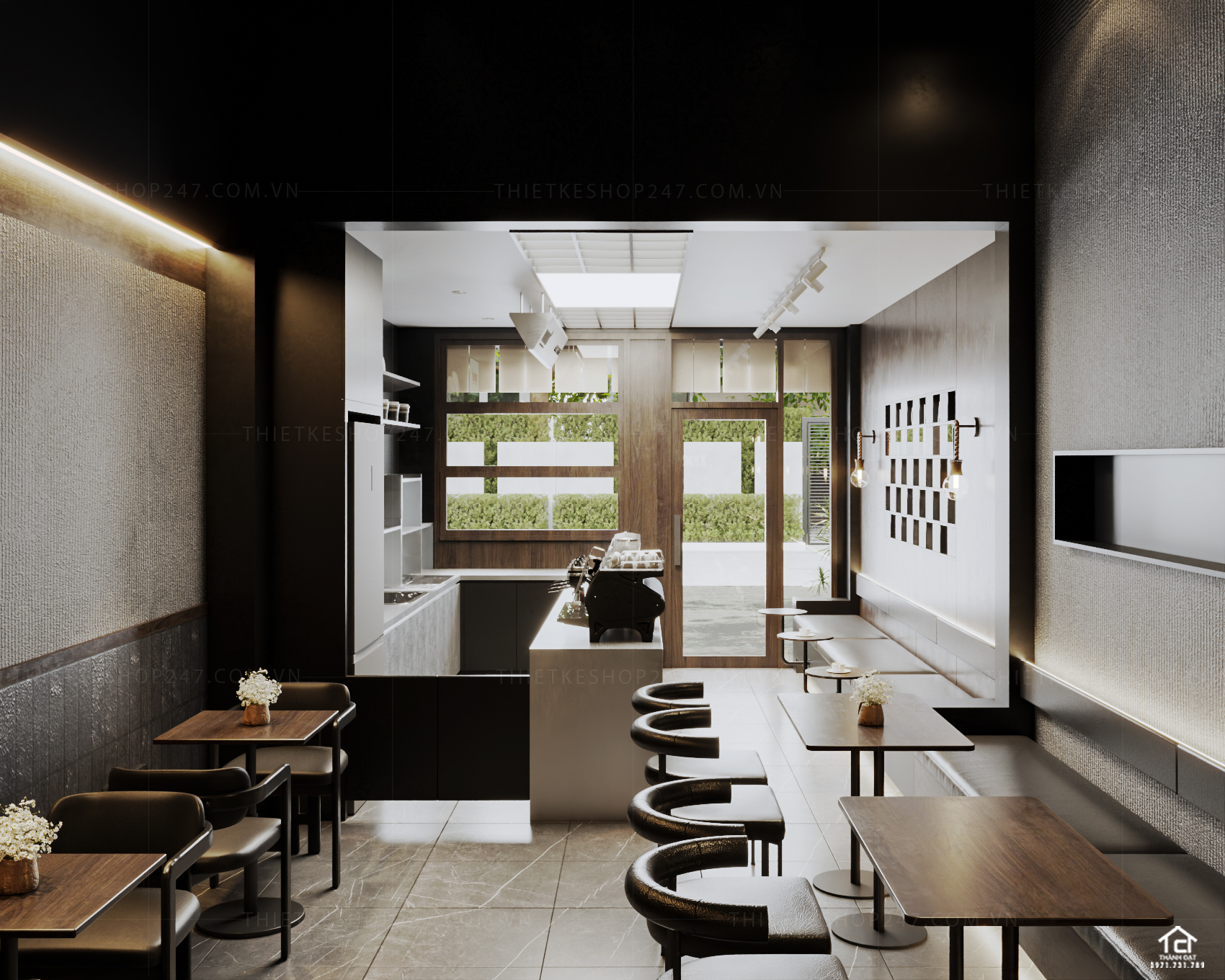 thiết kế quán cafe đẹp hiện đại