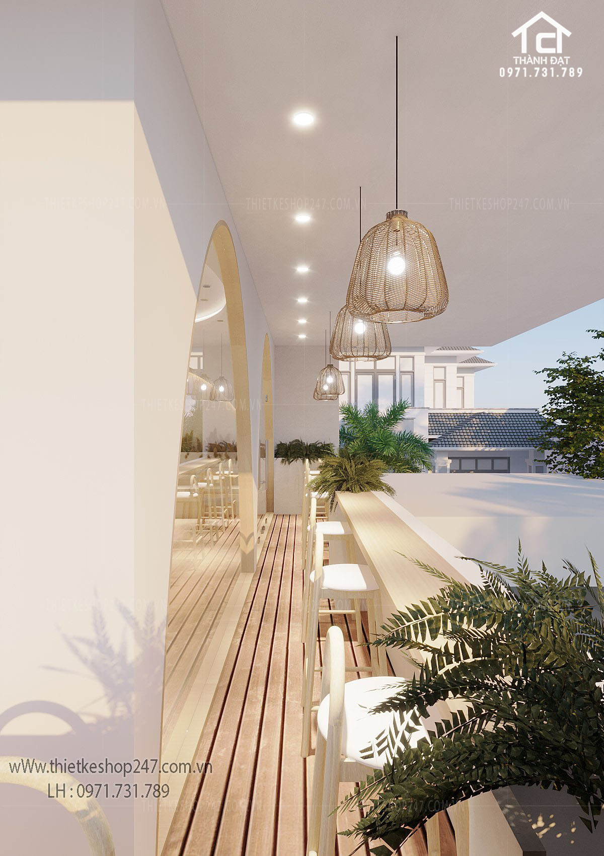 Thiết kế quán cafe đẹp sang trọng theo phong cách hiện đại – GREENERY CAFE